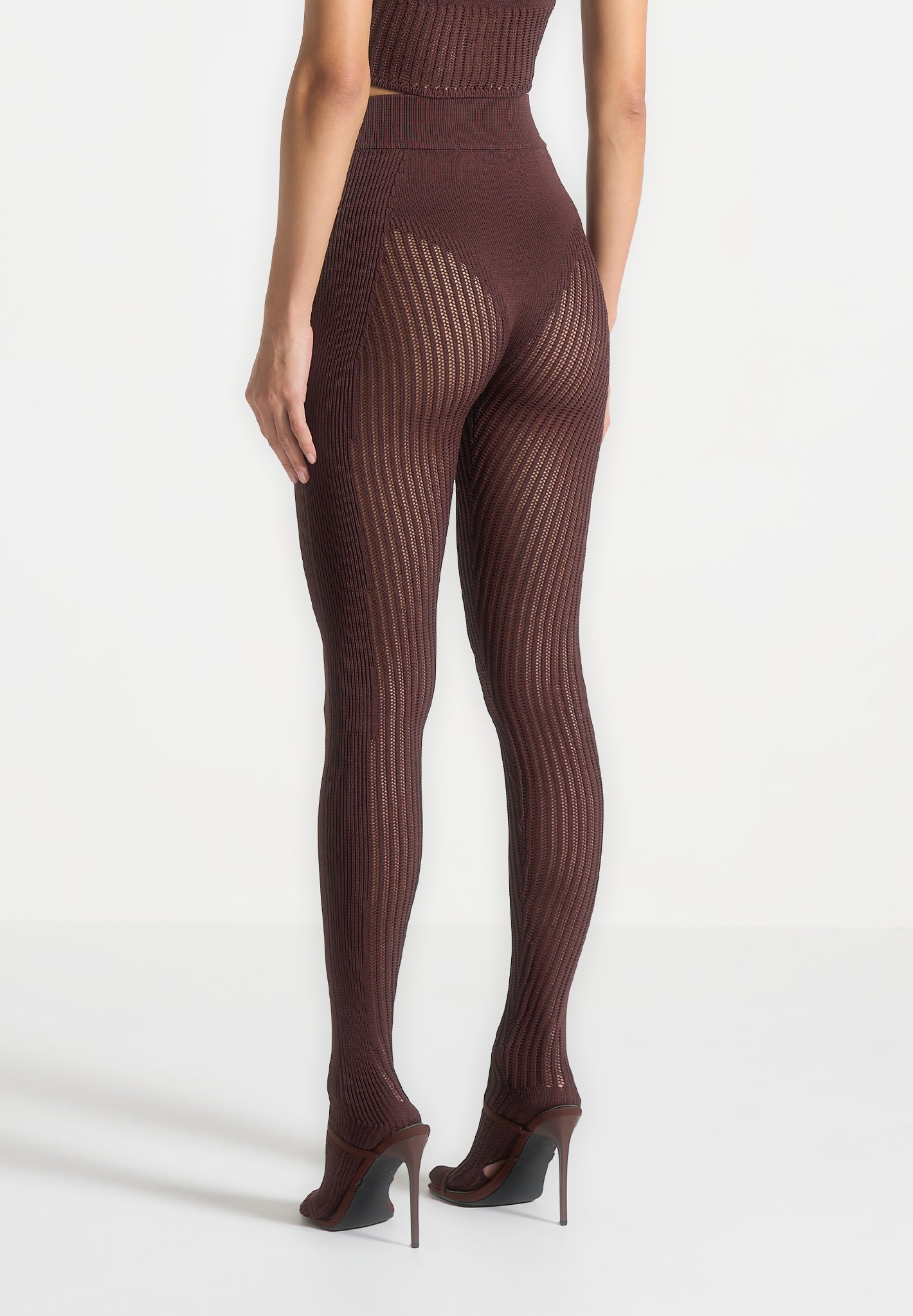 Gestrickte Kontur-Fußleggings - Braun