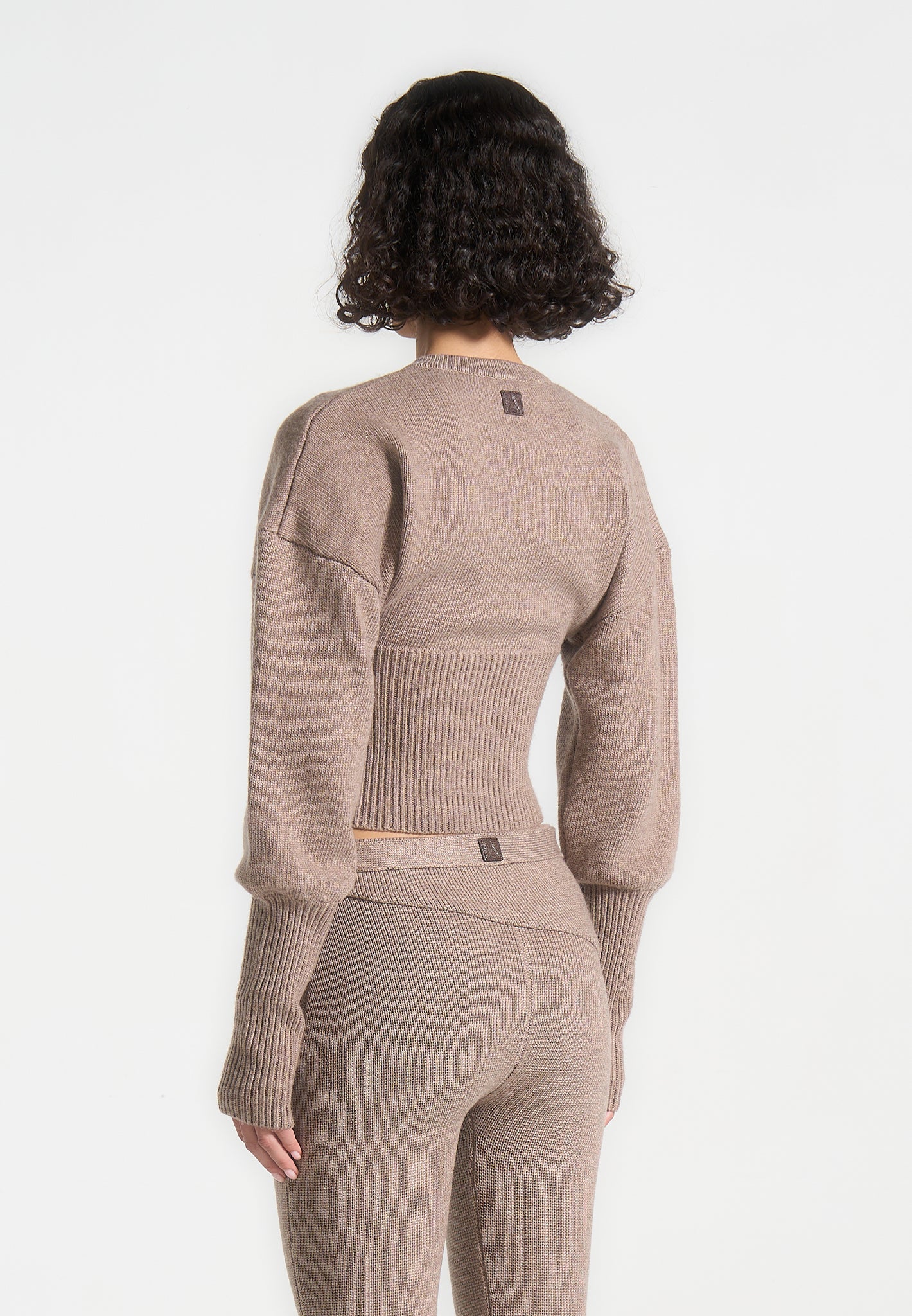 Gestrickter Cardigan mit Cinch-Taille - Taupe