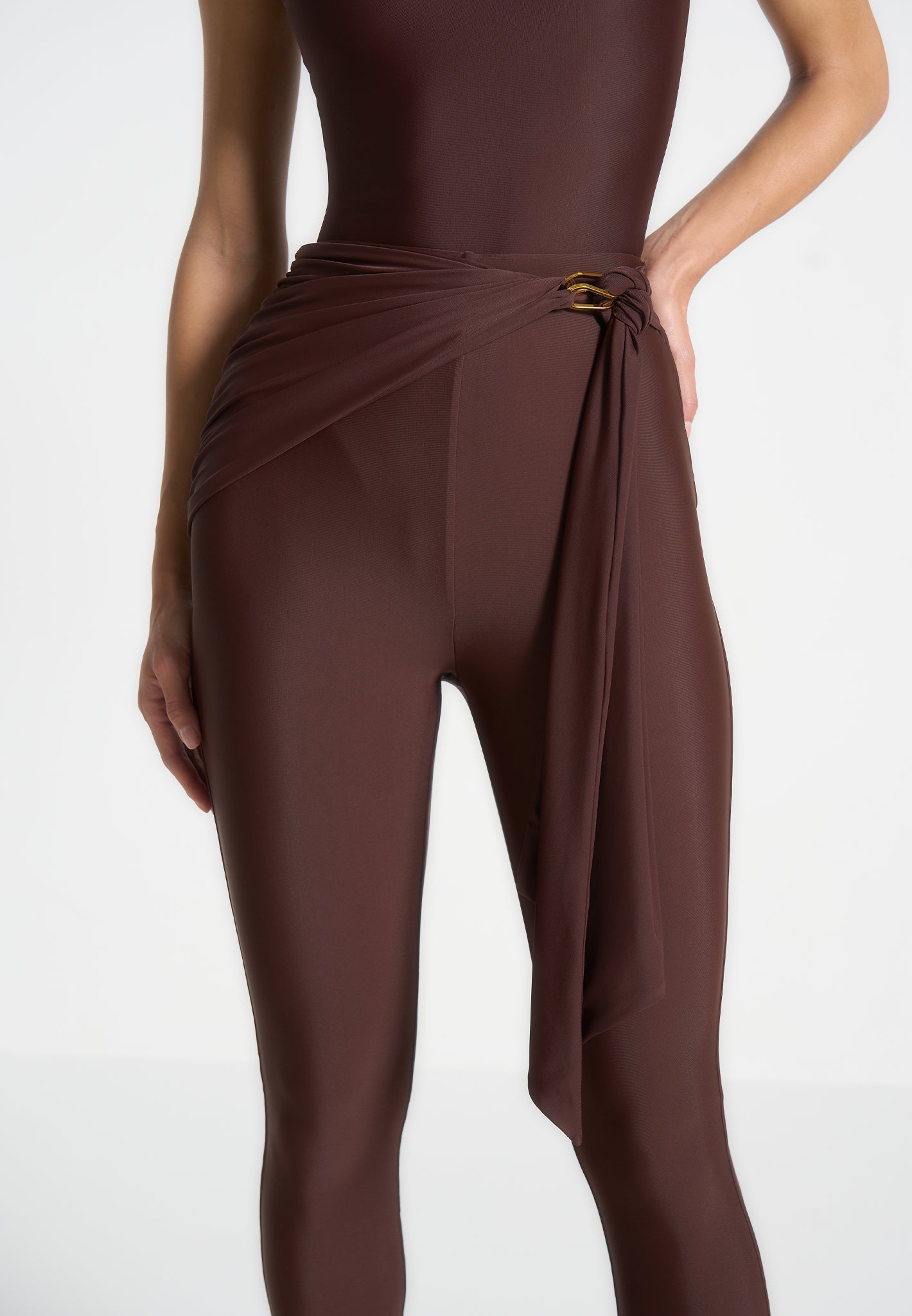 Leggings mit drapiertem Metalldetail - Braun