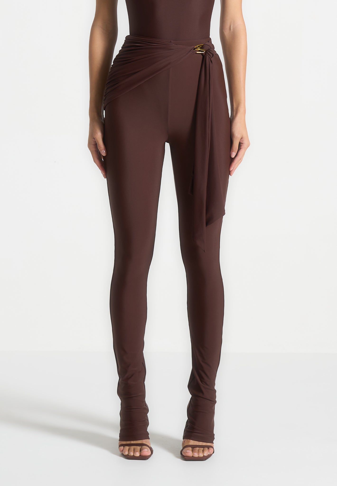 Leggings mit drapiertem Metalldetail - Braun