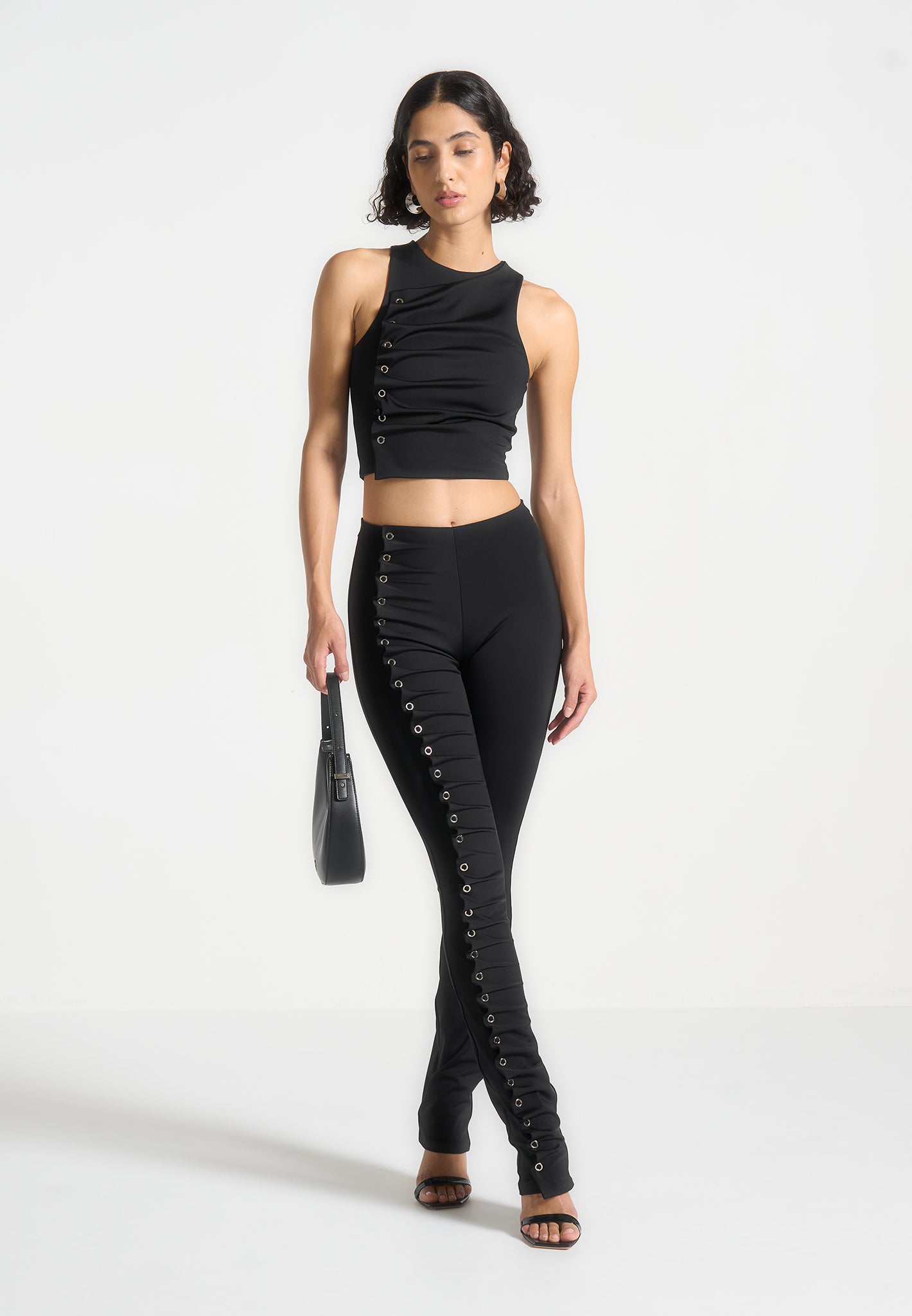 Leggings mit Ösendetail - Schwarz