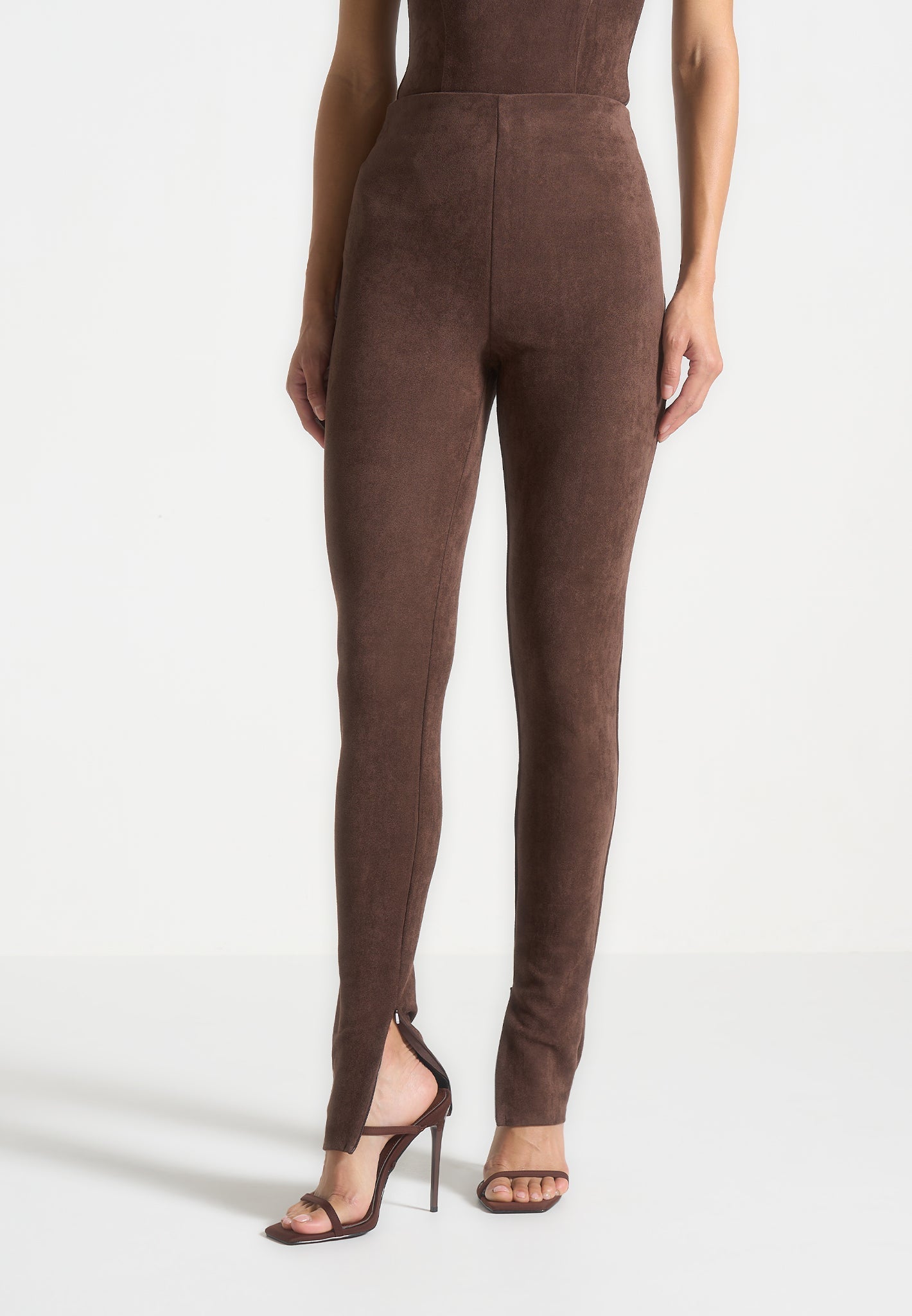 Wildleder-Leggings - Braun