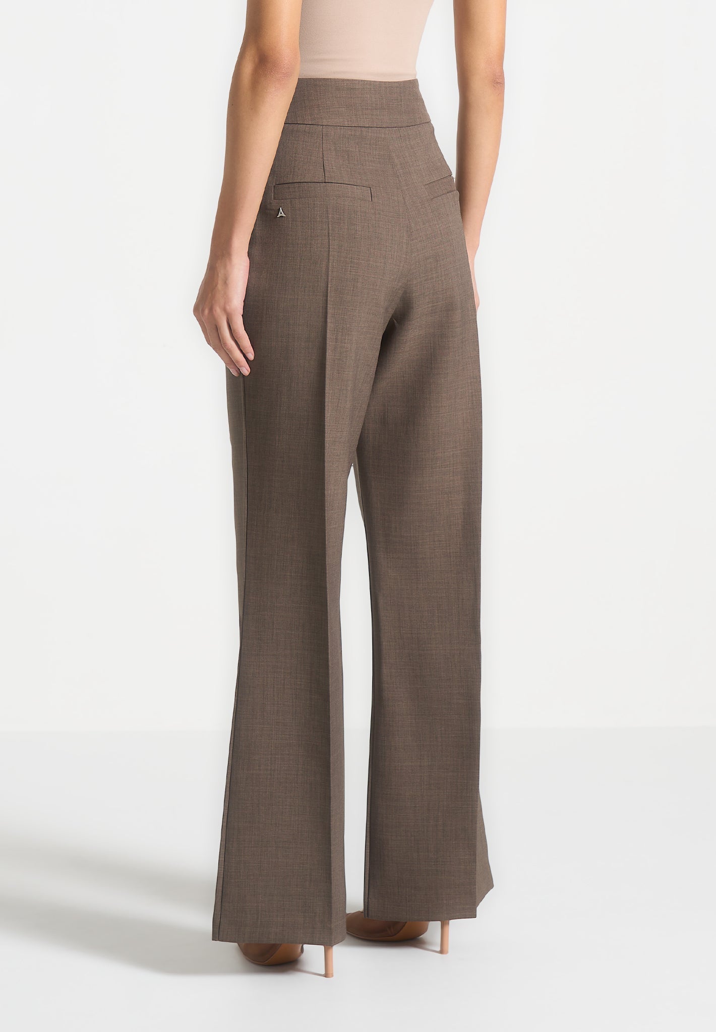 Maßgeschneiderte Hose mit hoher Taille - Dunkeltaupe