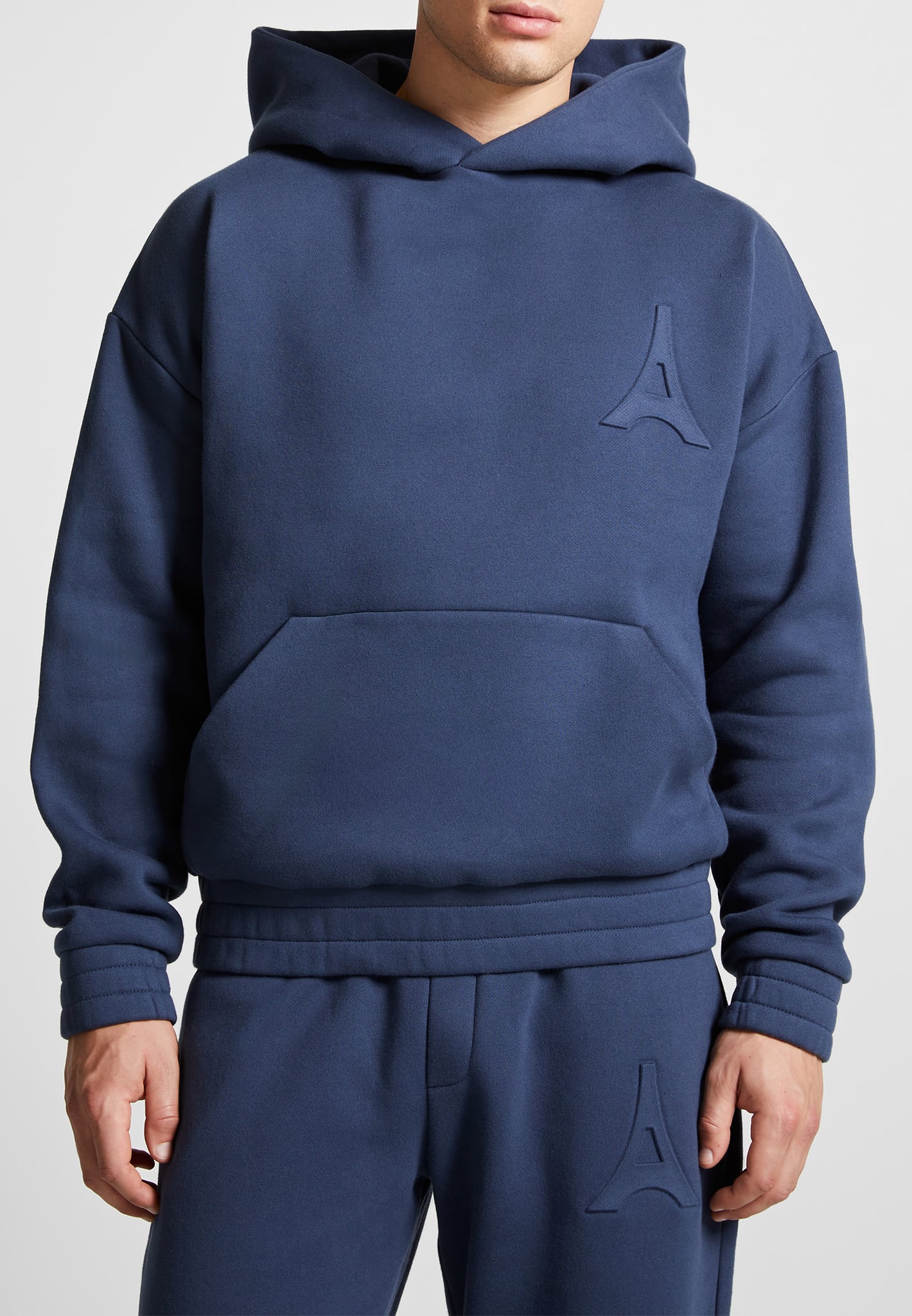 Kapuzenpullover mit Éternel-Eiffel-Prägung – Airforce-Blau