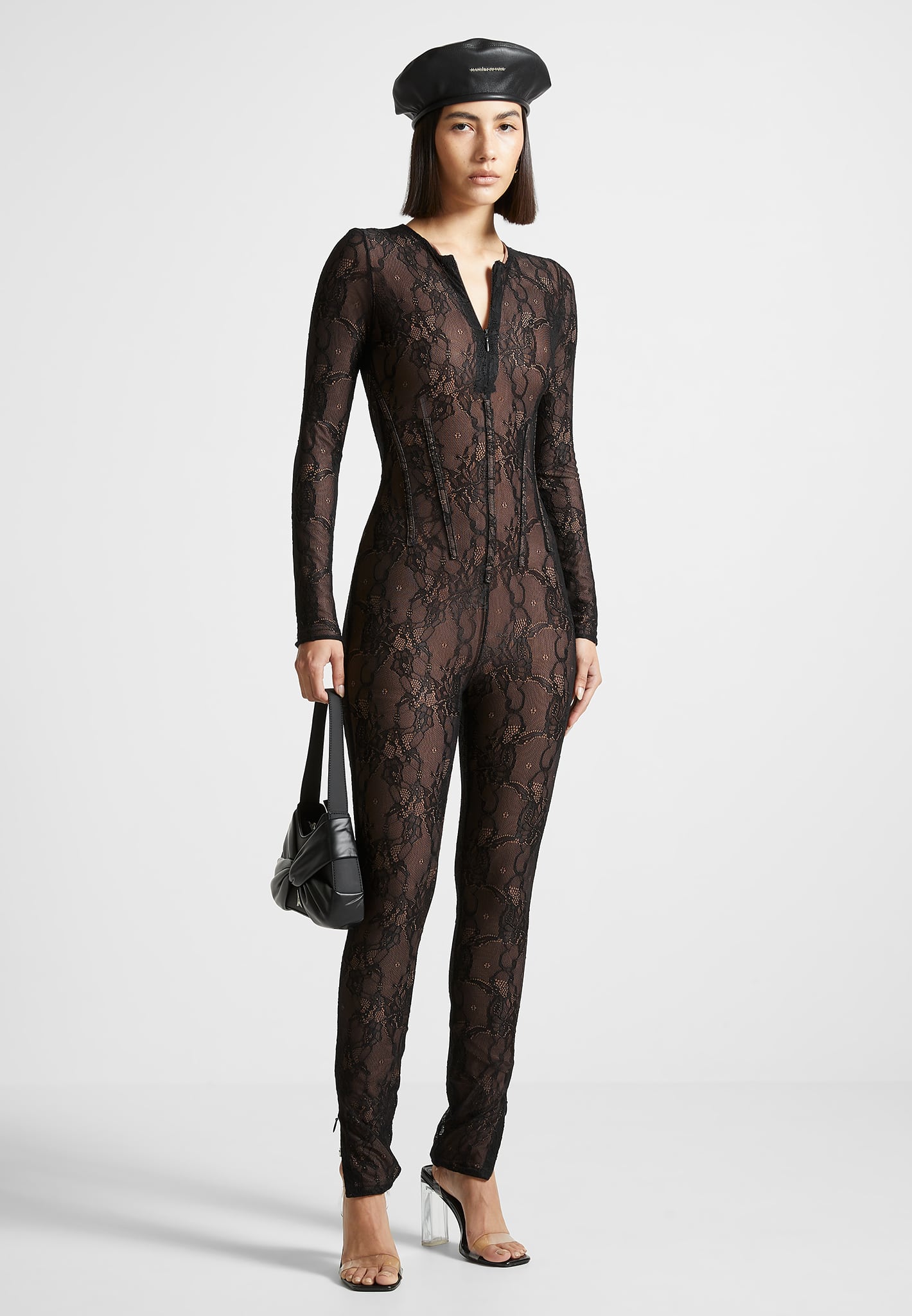 Spitzen-Jumpsuit - Schwarz