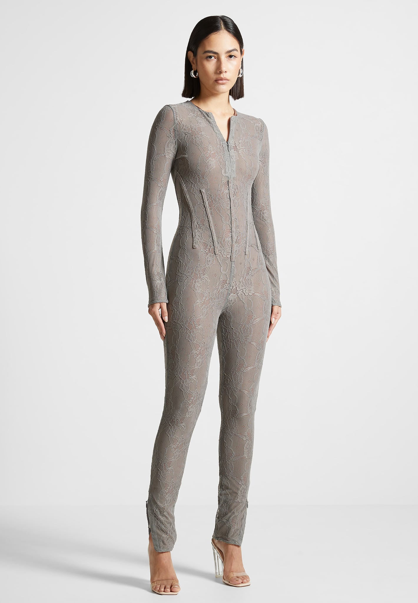 Spitzen-Jumpsuit - Grau