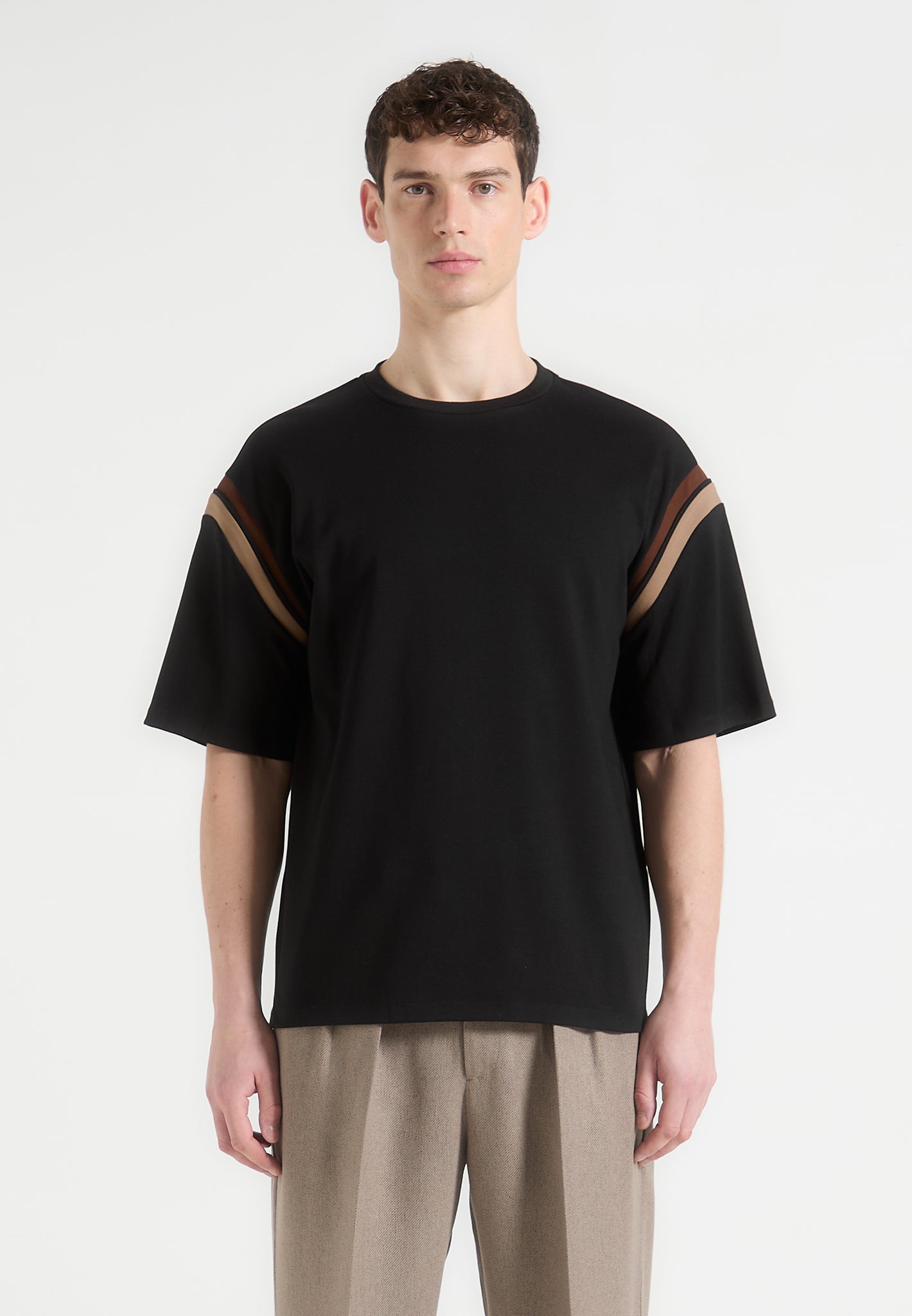 Varsity T-Shirt - Schwarz/Taupe