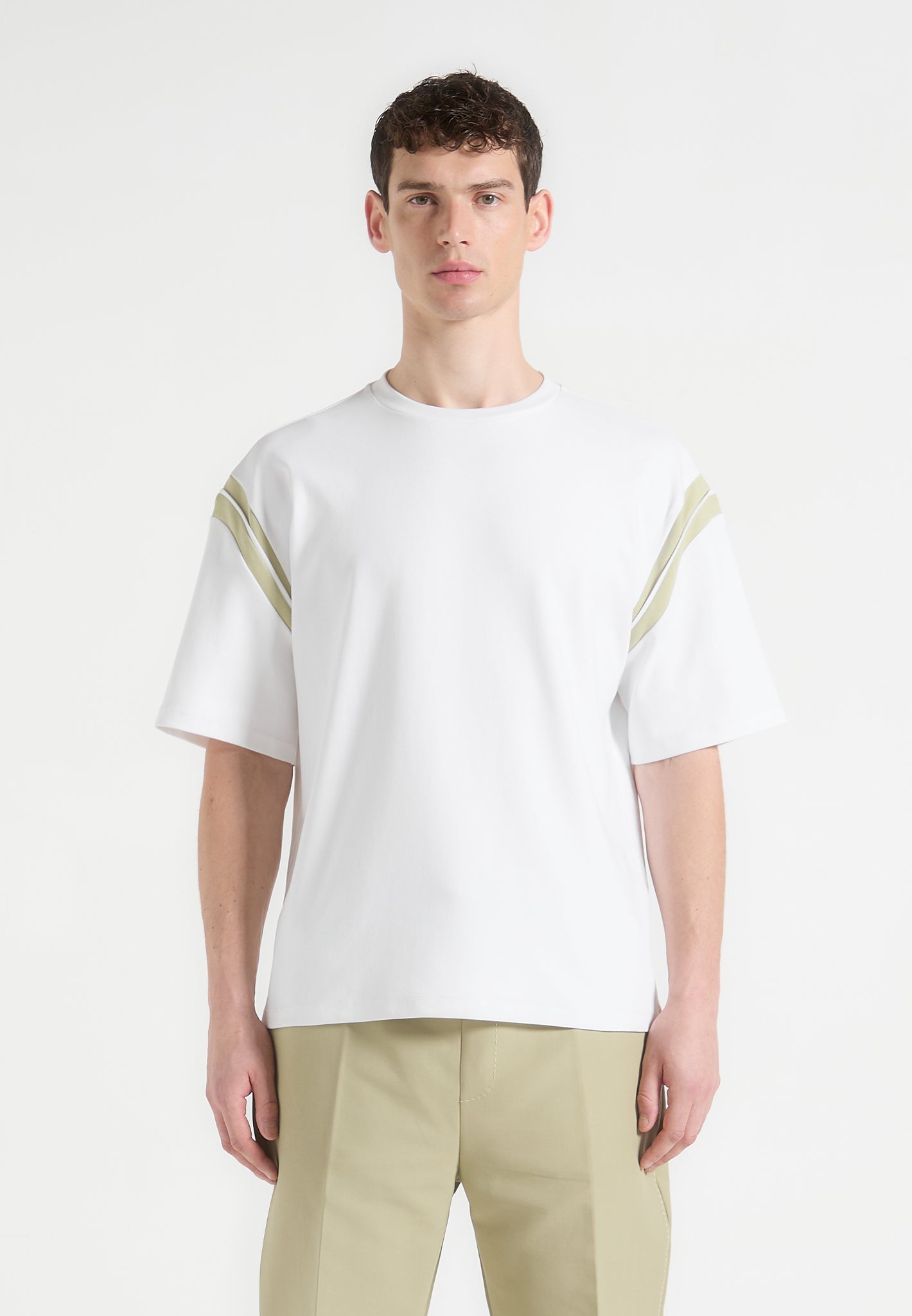 Varsity T-Shirt - Off White/Salbeigrün