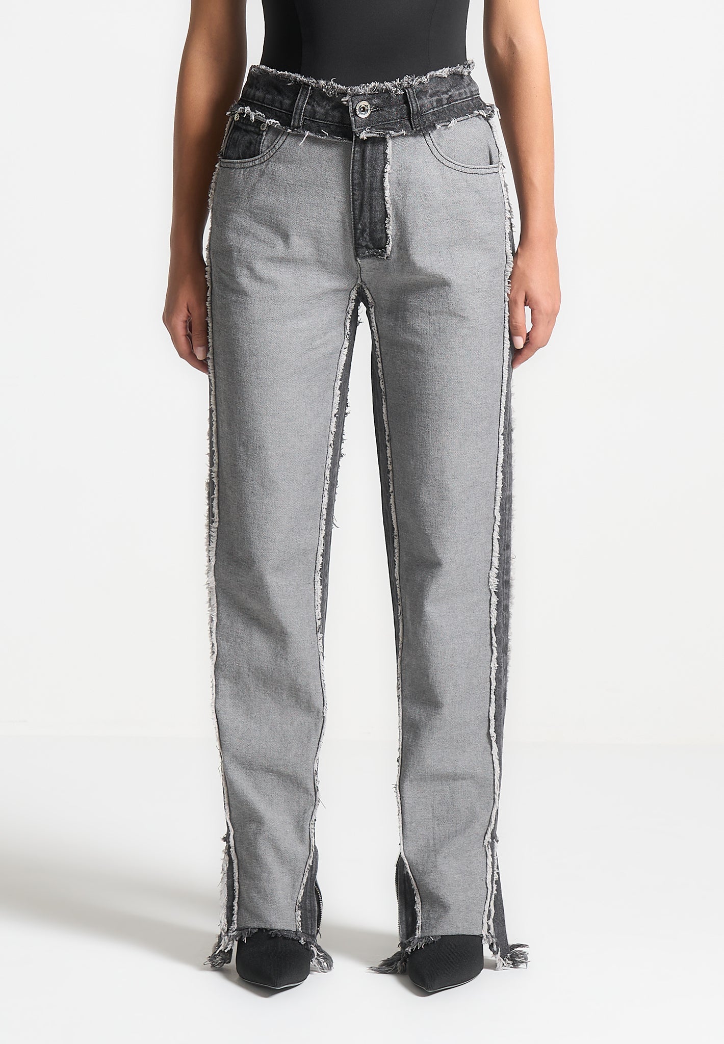 Distressed Mom Jeans – Verwaschenes Schwarz