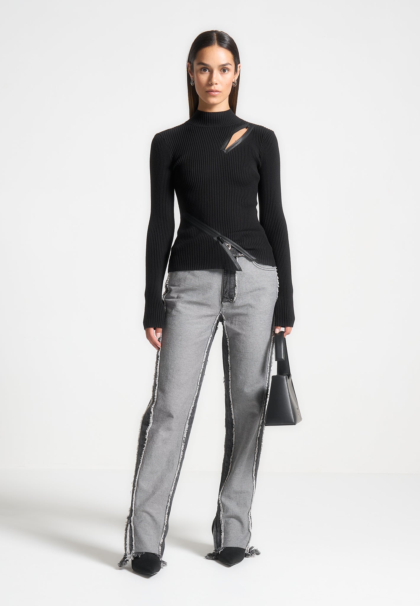 Distressed Mom Jeans – Verwaschenes Schwarz