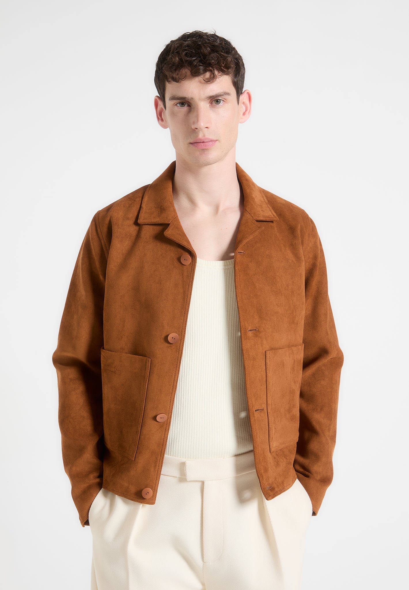 Wildlederjacke mit Reverskragen - Rehbraun