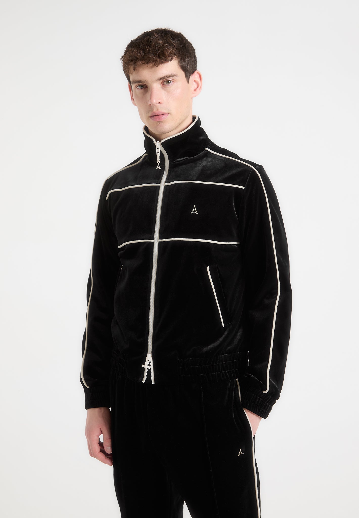 Eiffel Velours-Trainingsjacke - Schwarz