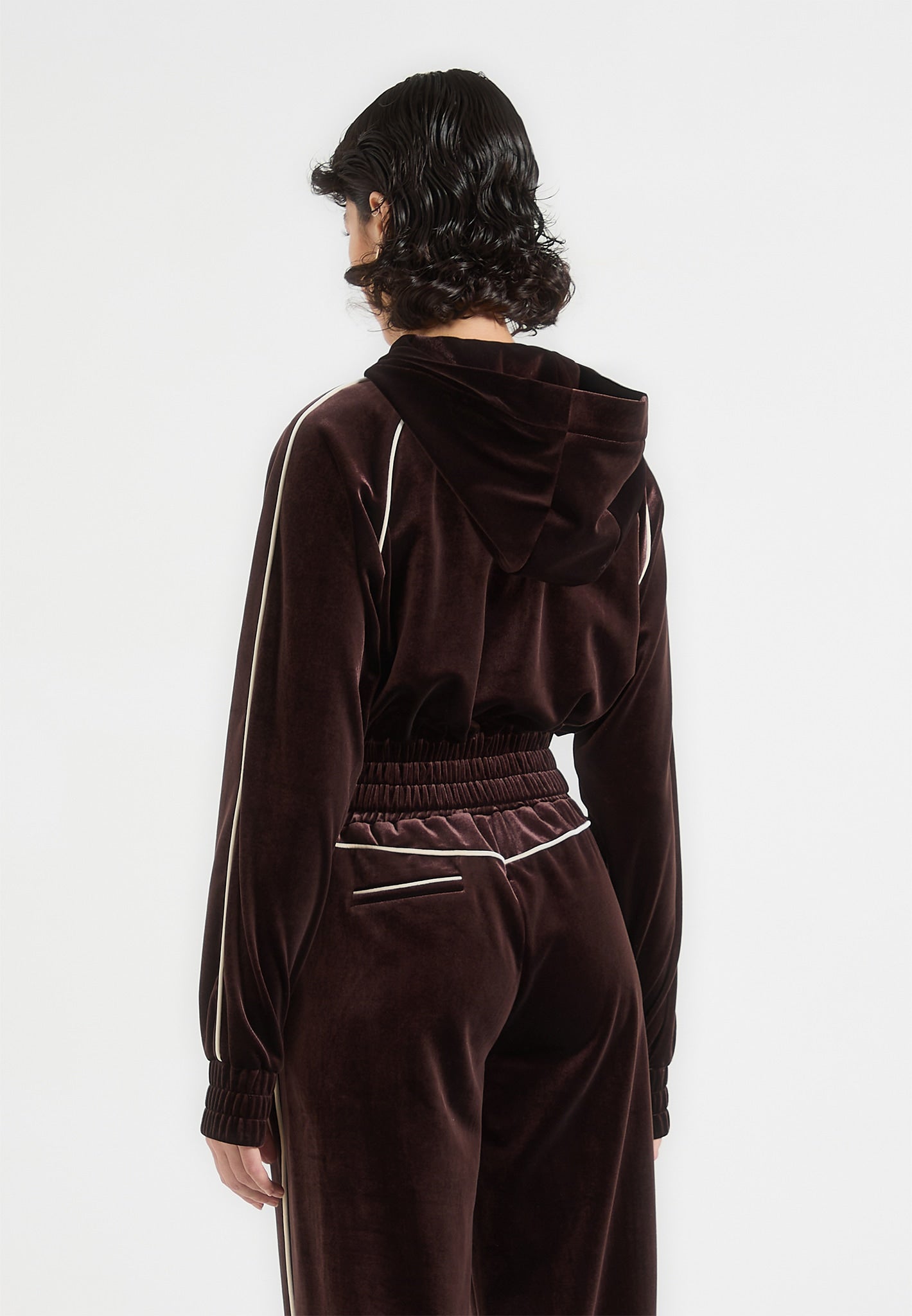 Eiffel Velours-Kapuzenpullover mit durchgehendem Reißverschluss - Braun