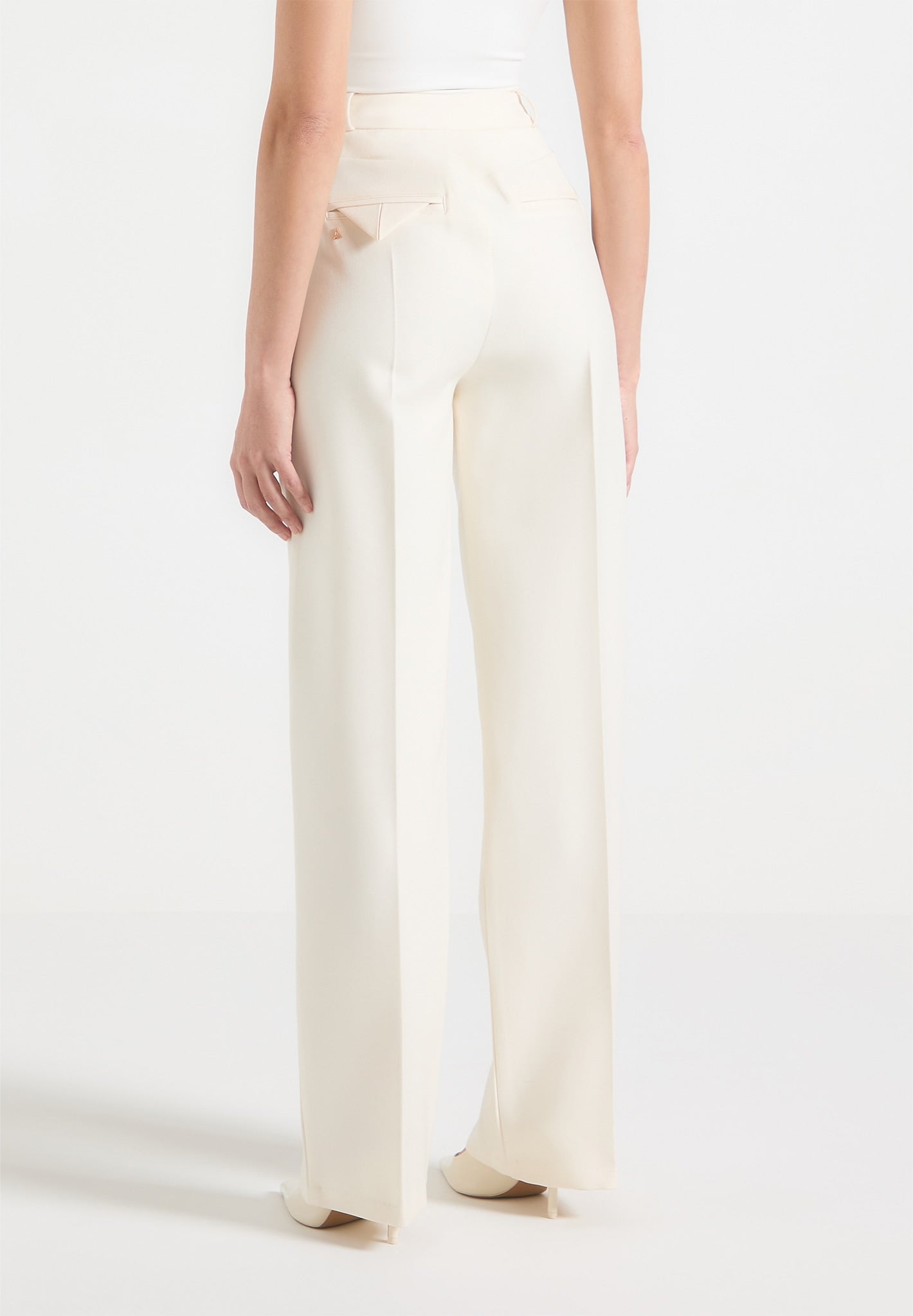 Maßgeschneiderte Hose mit Doppelfalten - Creme