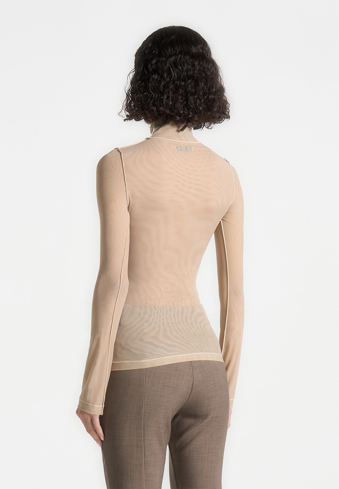 Mesh-Doppelschicht-Top - Taupe