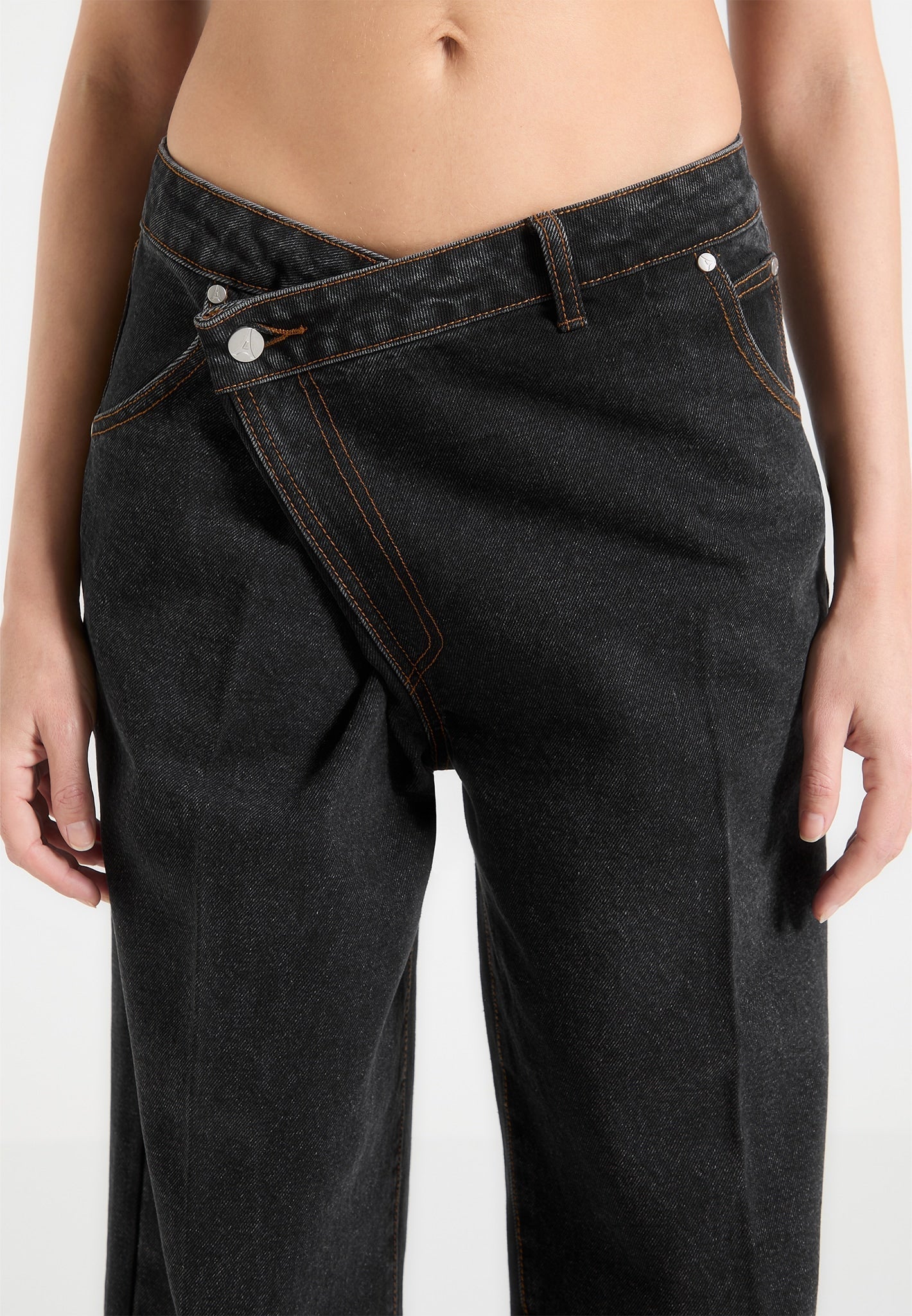 Wickel-Baggy-Jeans - Schwarz