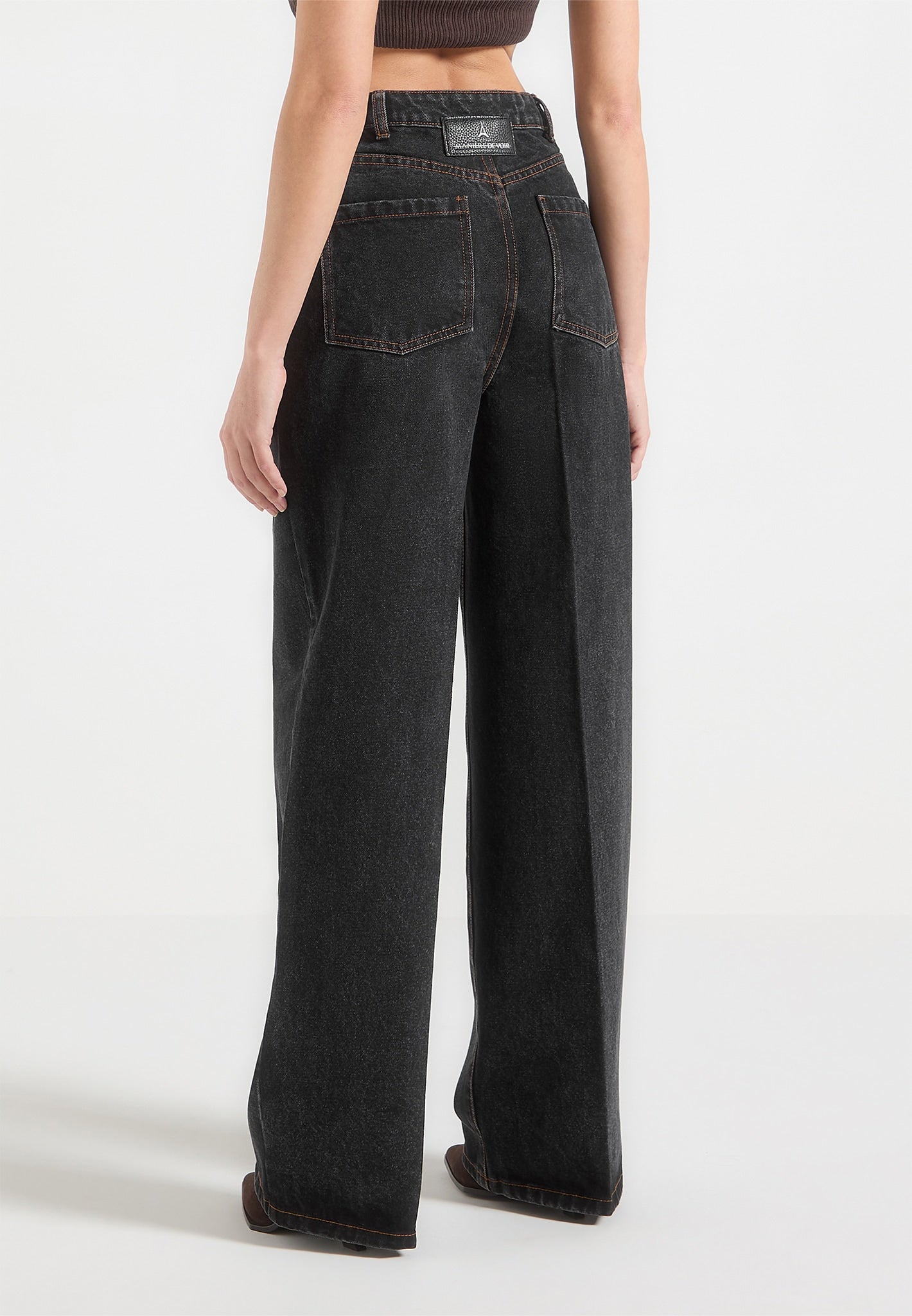 Wickel-Baggy-Jeans - Schwarz