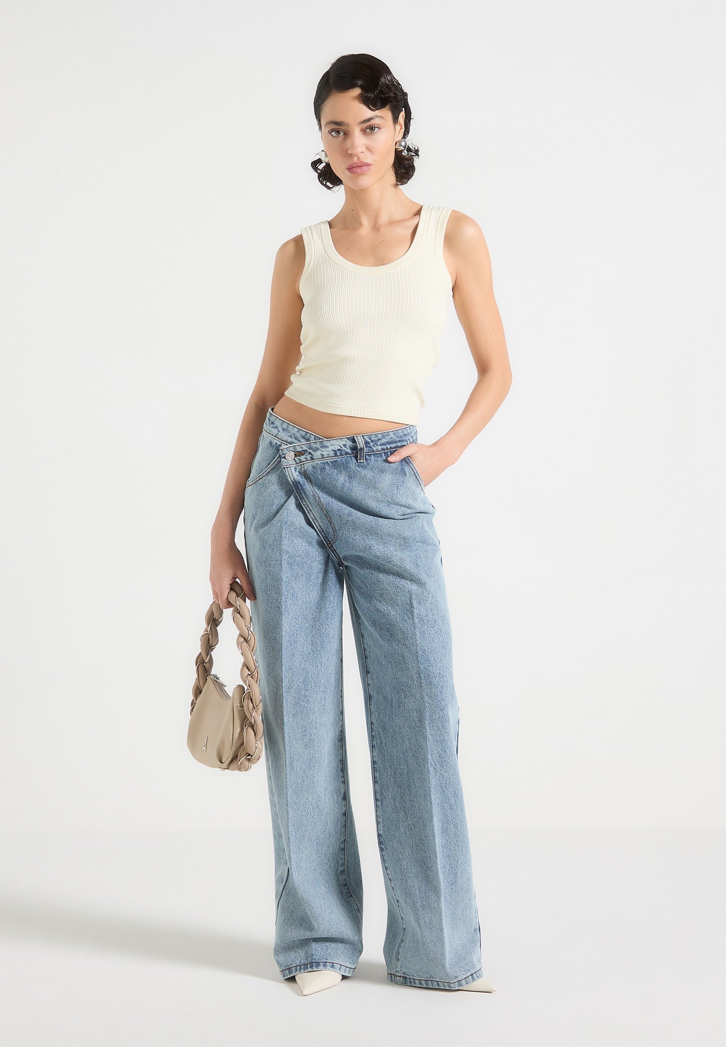 Wickel-Baggy-Jeans - Mittelblau