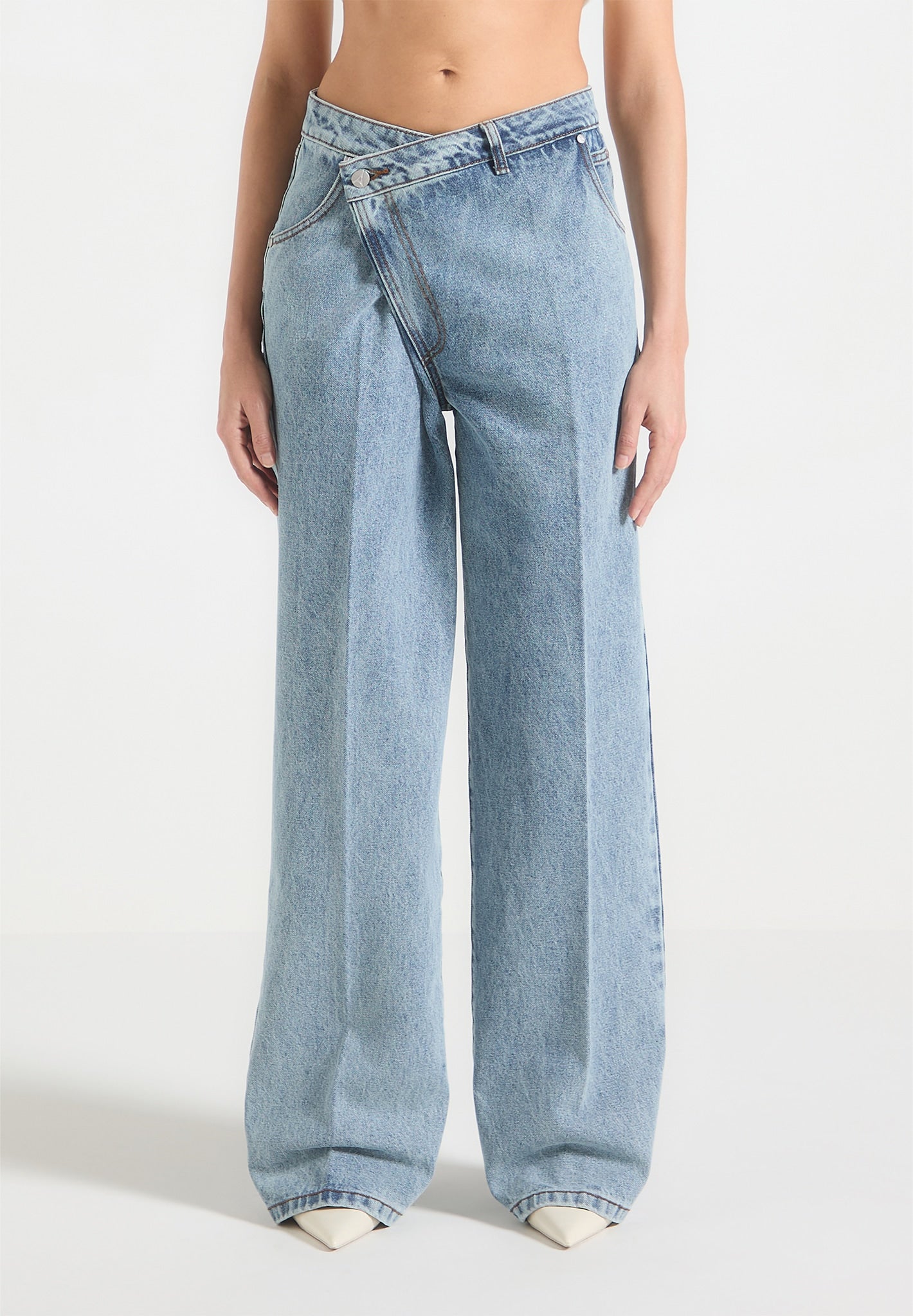 Wickel-Baggy-Jeans - Mittelblau
