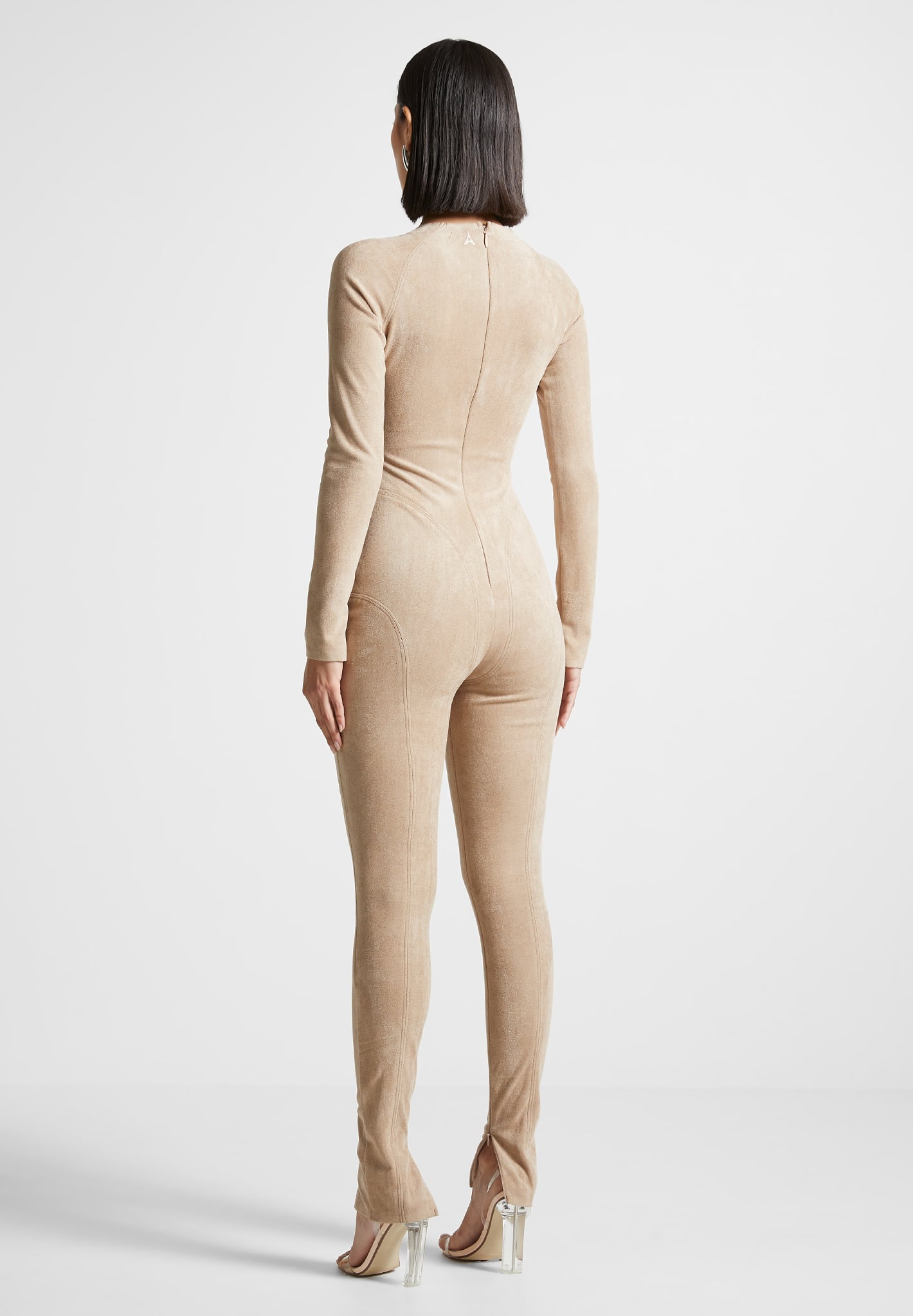 Jumpsuit aus veganem Wildleder - Beige