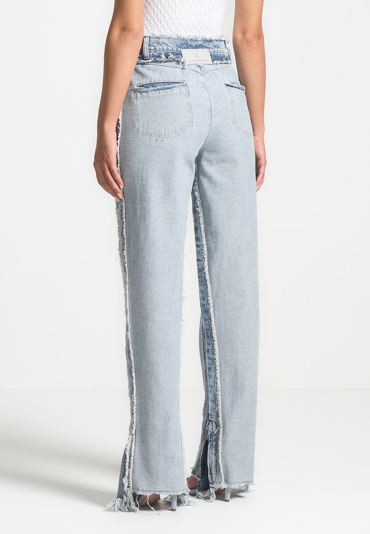 Distressed Mom Jeans - Mittelblau