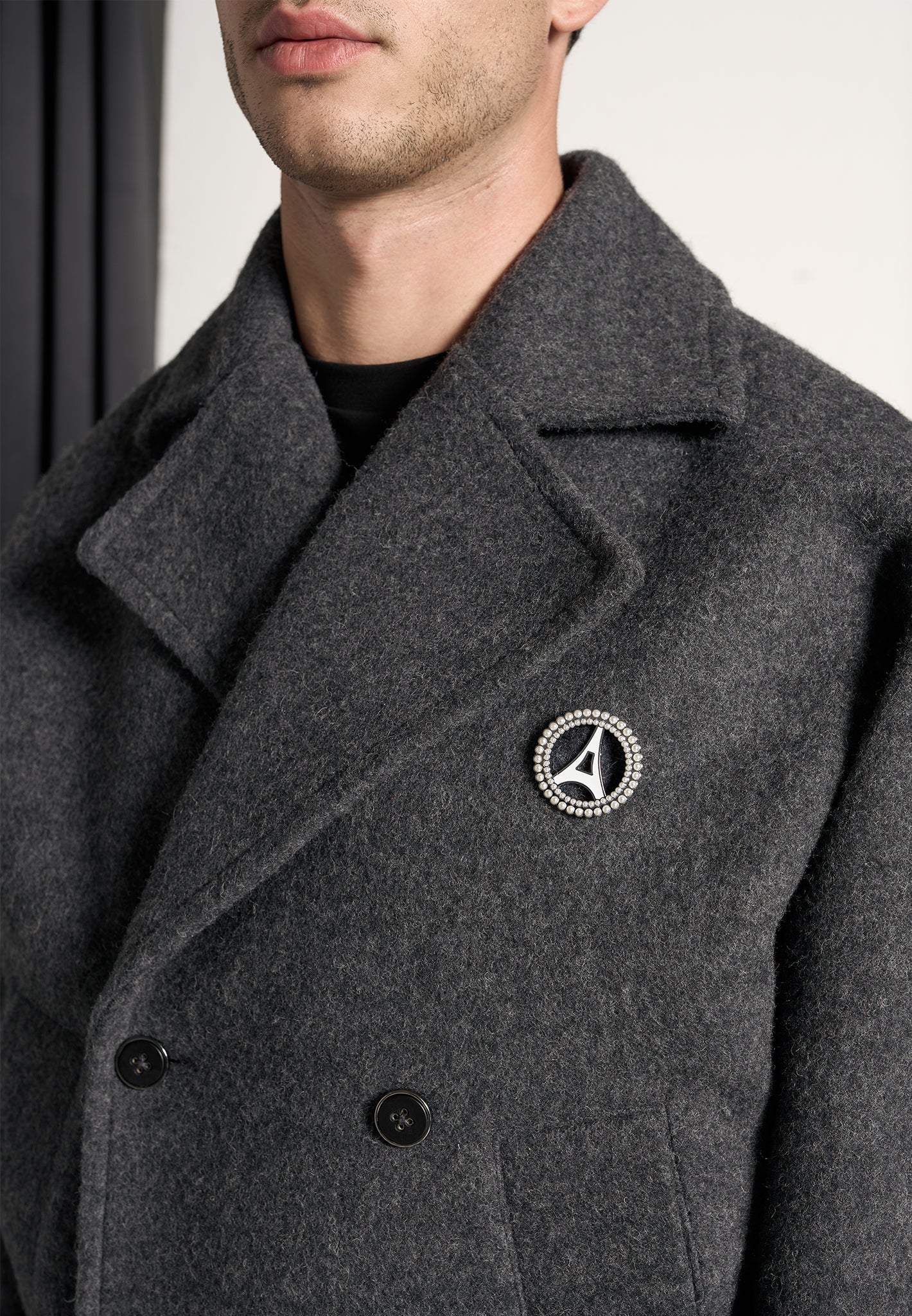 Zweireihige Wolljacke - Grau