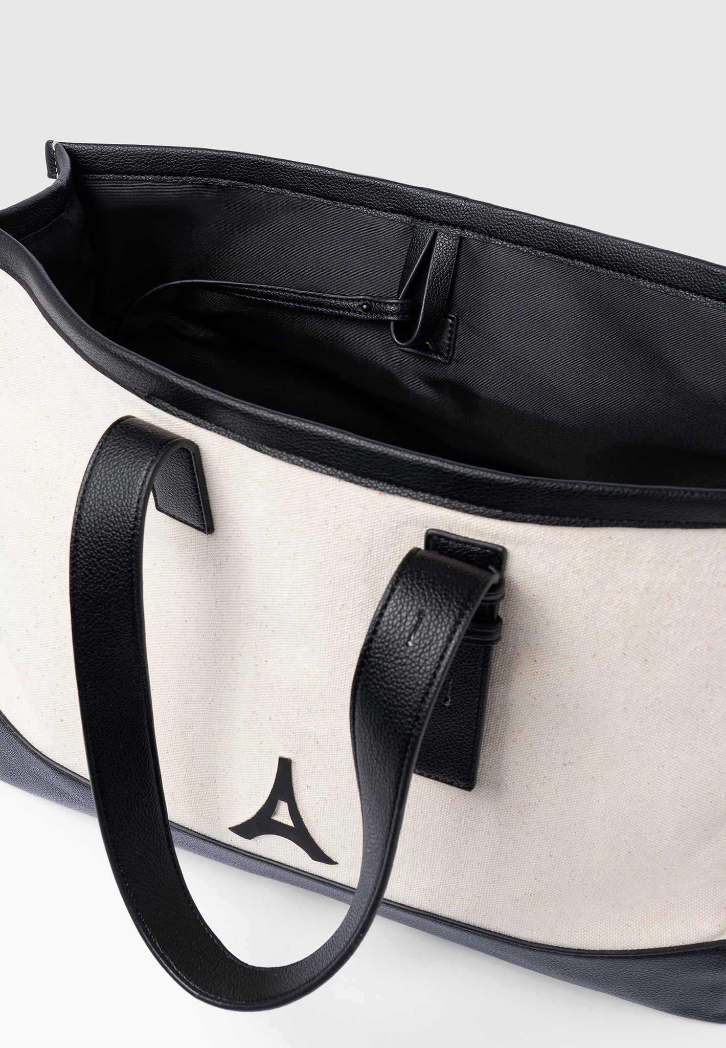Tragetasche aus Canvas mit Eiffel-Detail – Beige/Schwarz