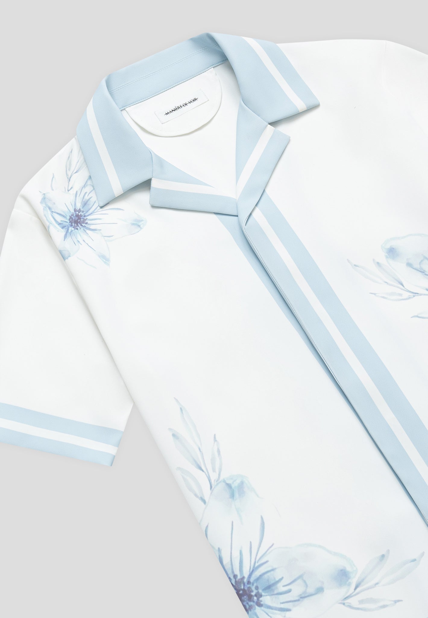 Resort-Hemd mit Blumenbordüre - Blau