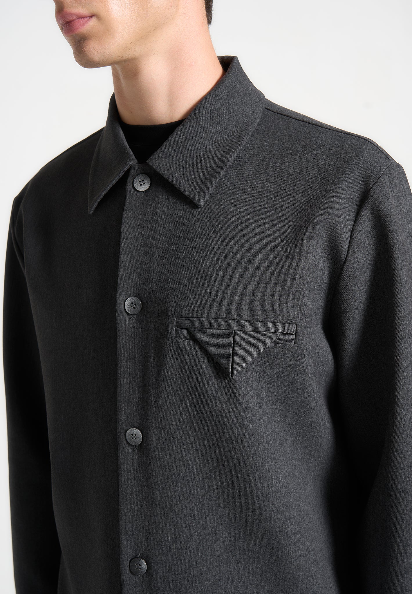 Hatched Tailored Overshirt - Grau