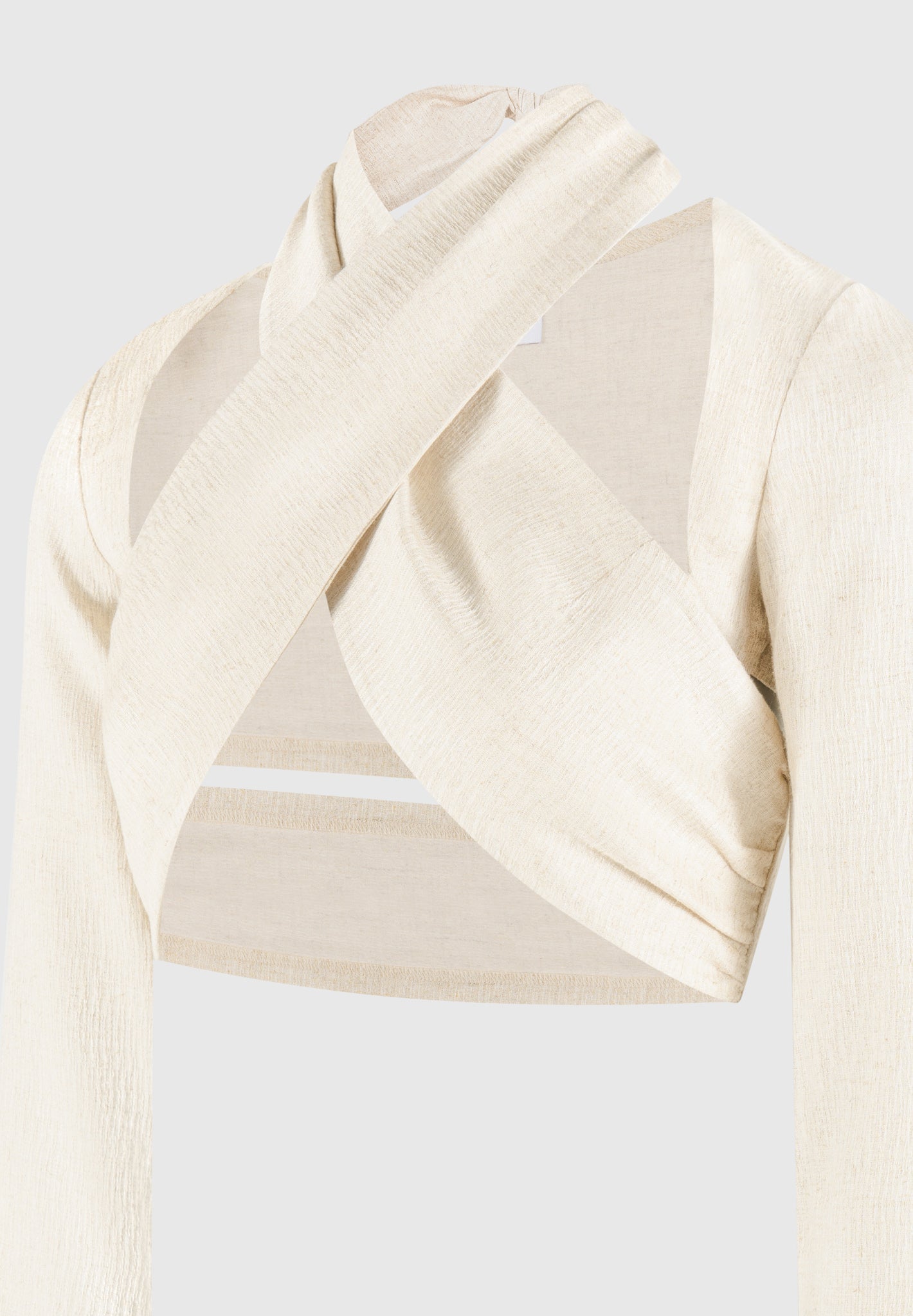 Leinen-Crossover-Bolero-Top - Natur