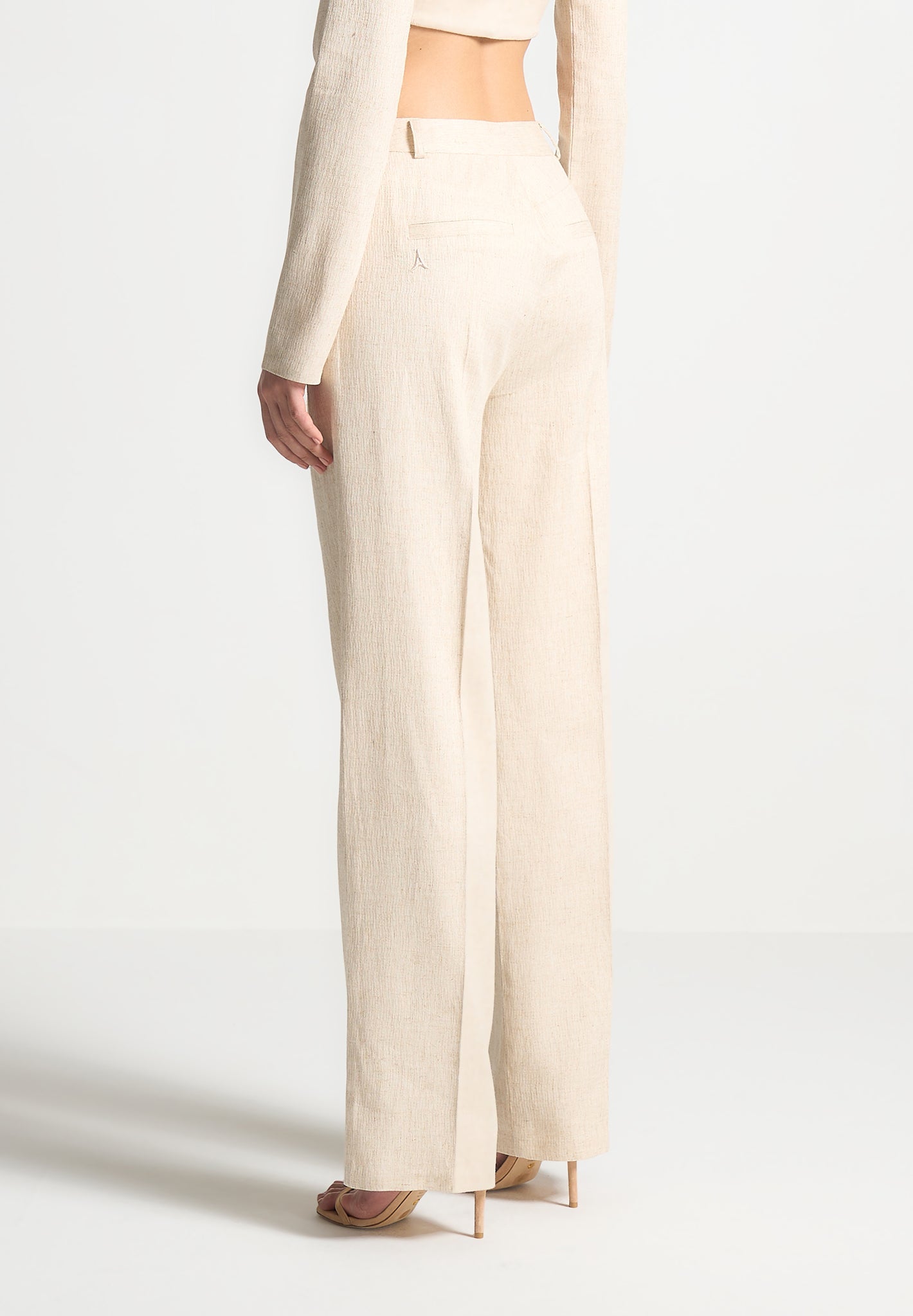 Leinenhose mit Doppelfalten - Natur