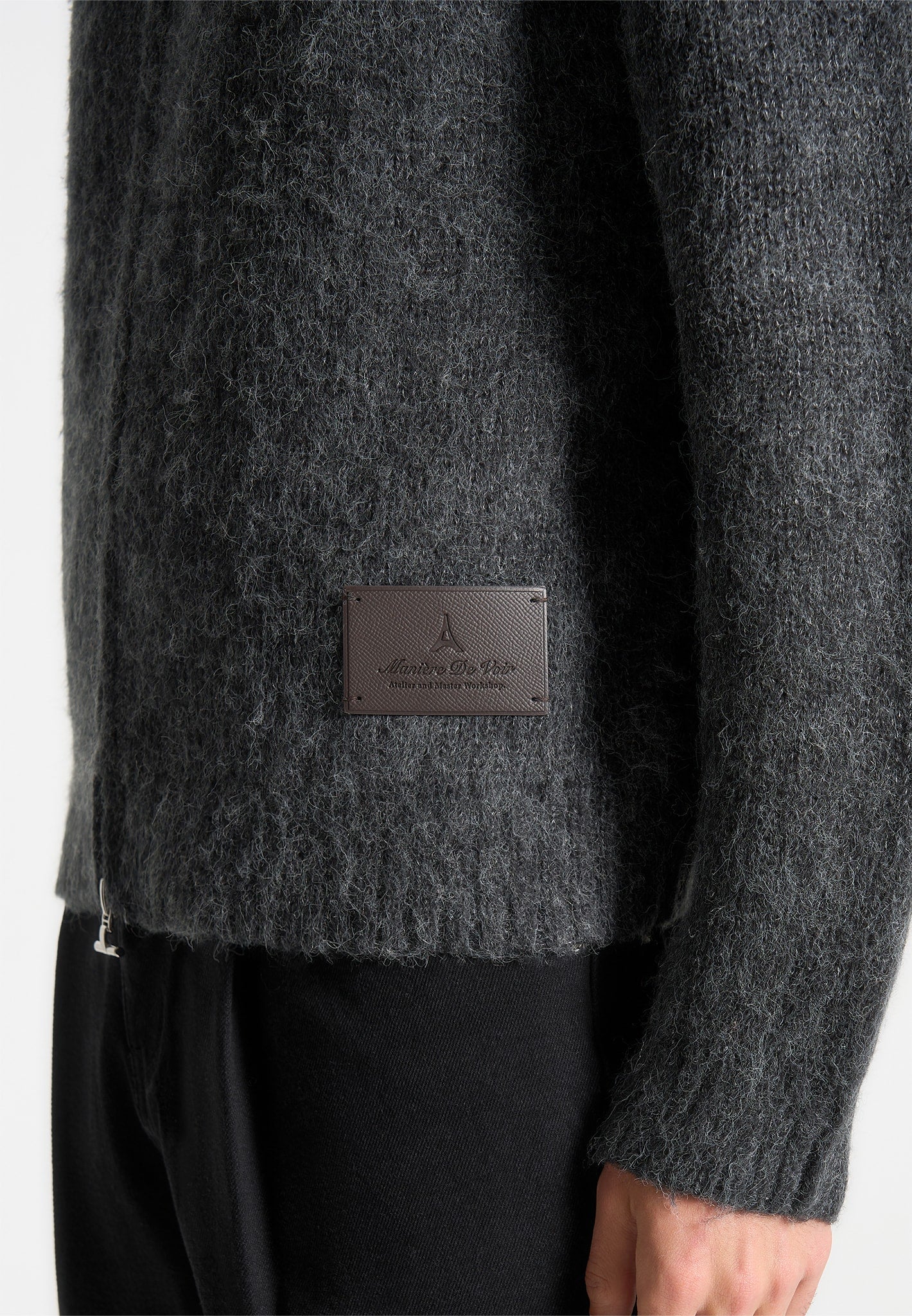Kapuzenpullover aus Mohair-Mischgewebe mit durchgehendem Reißverschluss - Anthrazitgrau