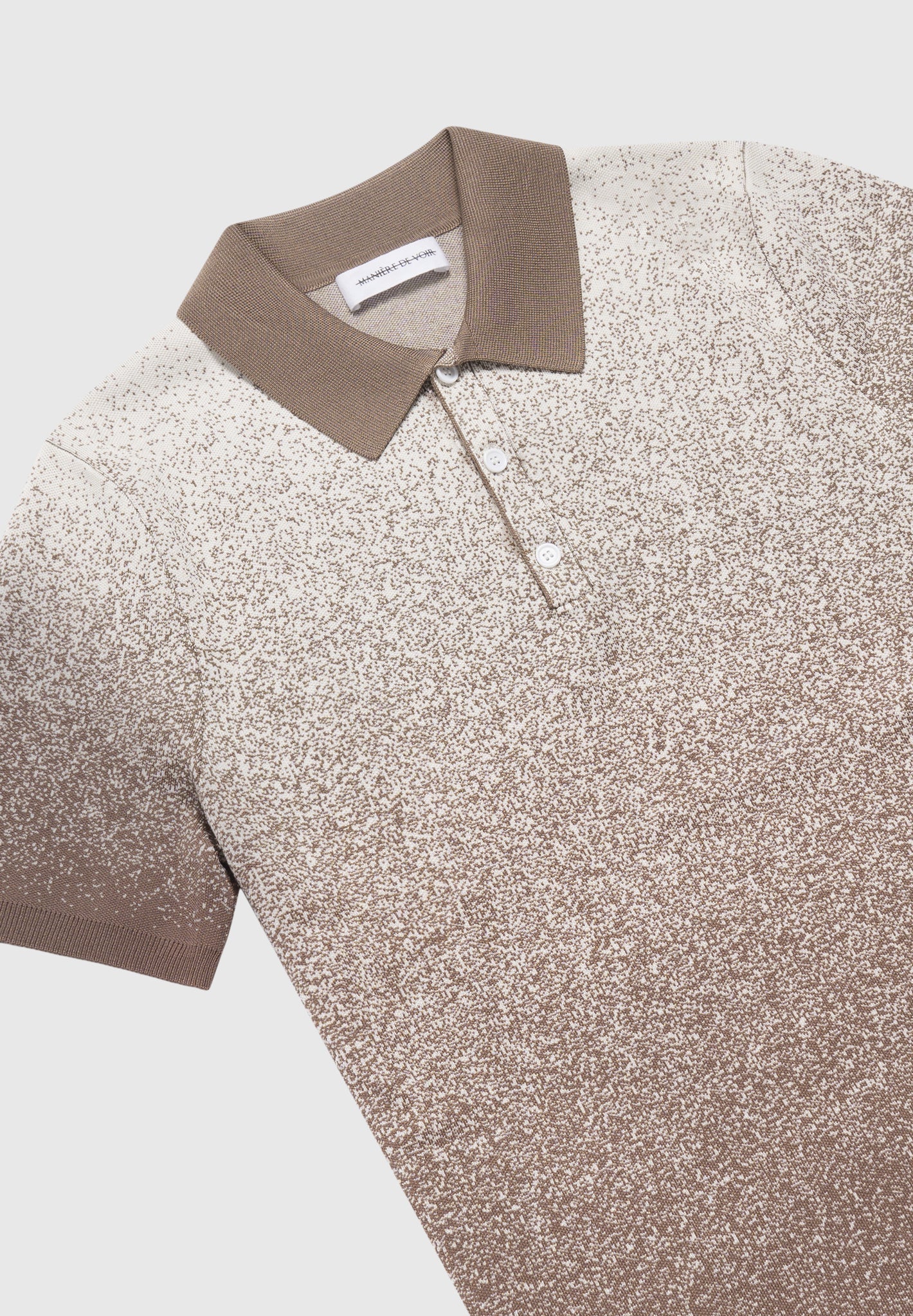 Ombré-Strick-Poloshirt – Taupe/Weiß