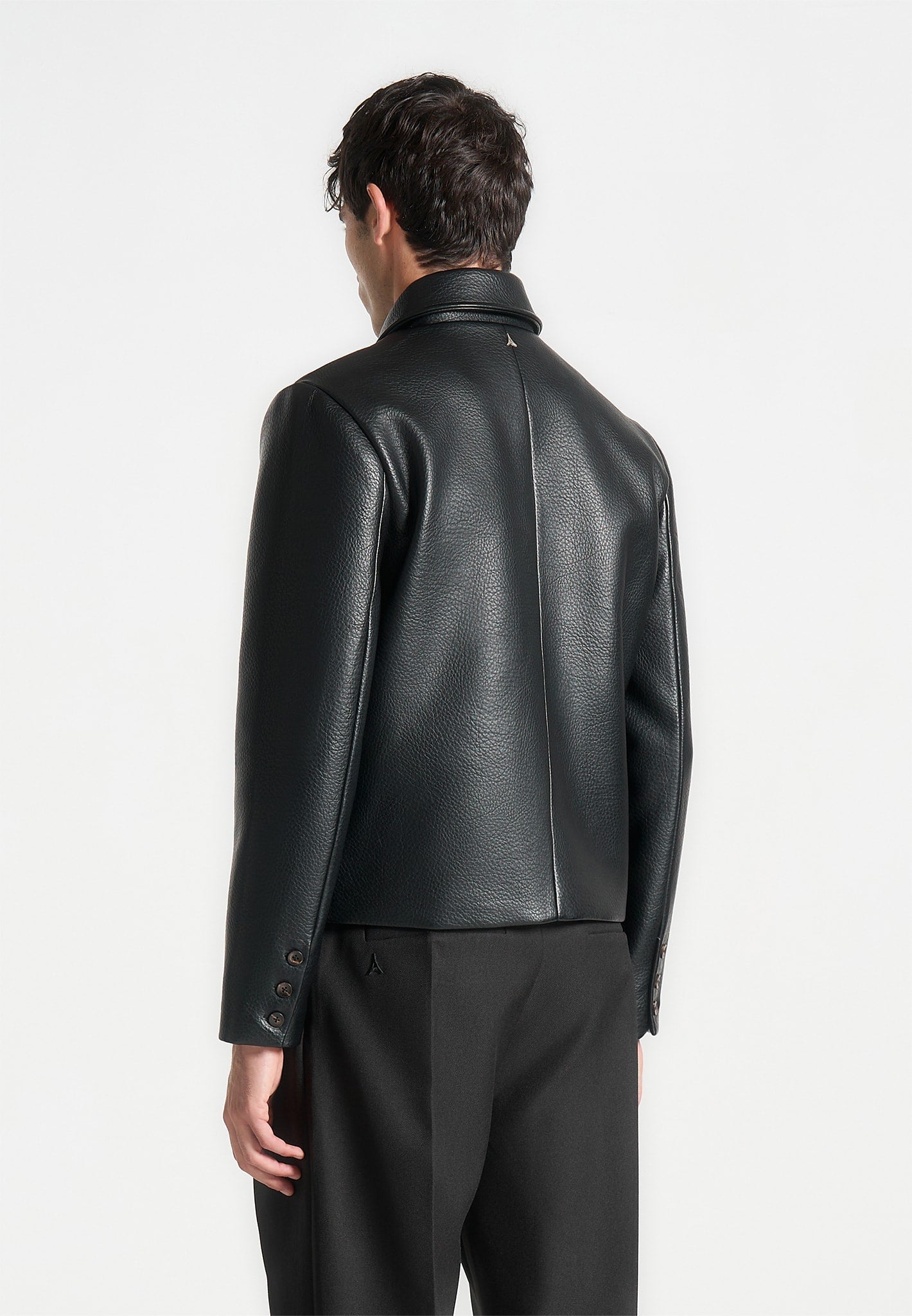 Jacke aus genarbtem Leder - Schwarz