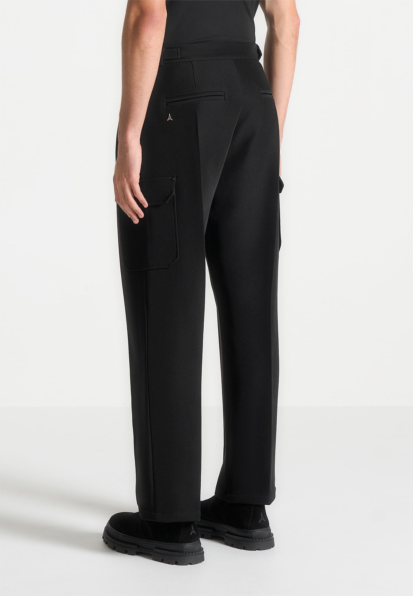 Relaxed Fit Twill-Hose mit Taschen - Schwarz