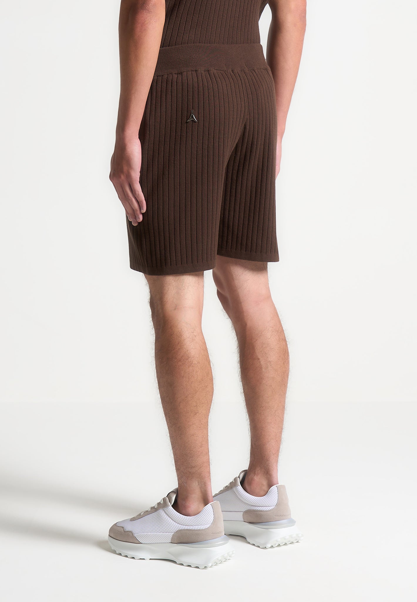 Shorts aus Rippstrick - Braun