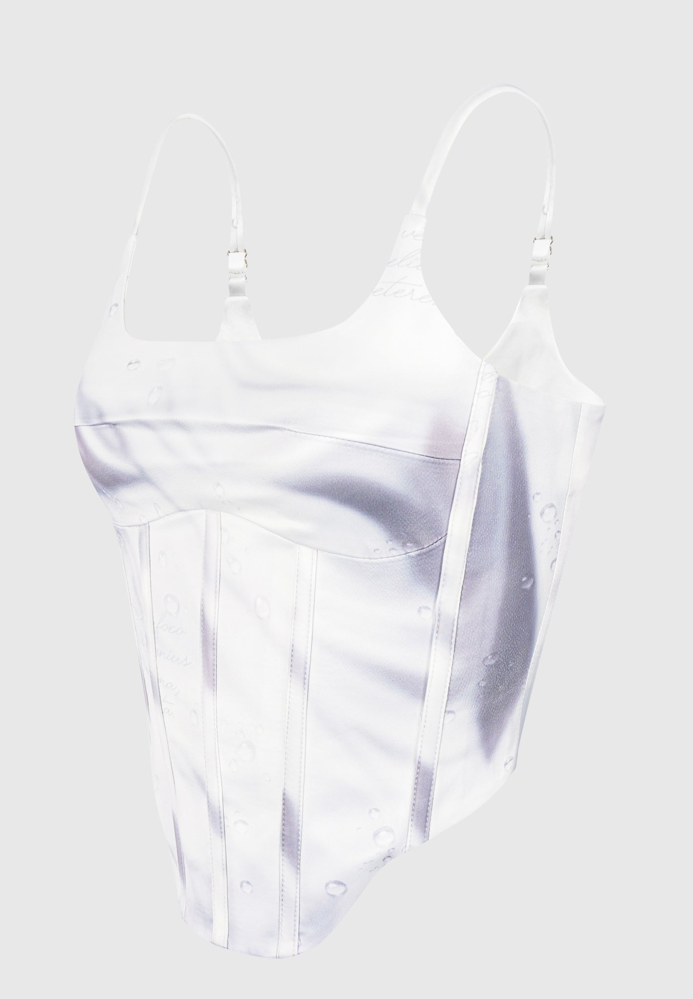Satin Renaissance Body Print Korsett Top - Off White