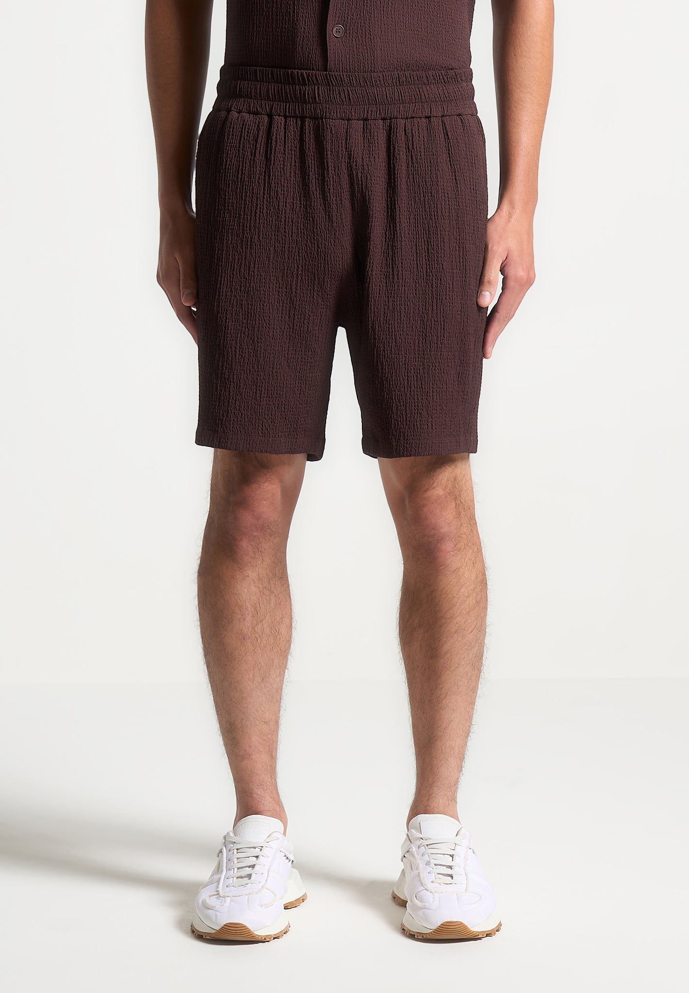 Seersucker-Shorts - Braun
