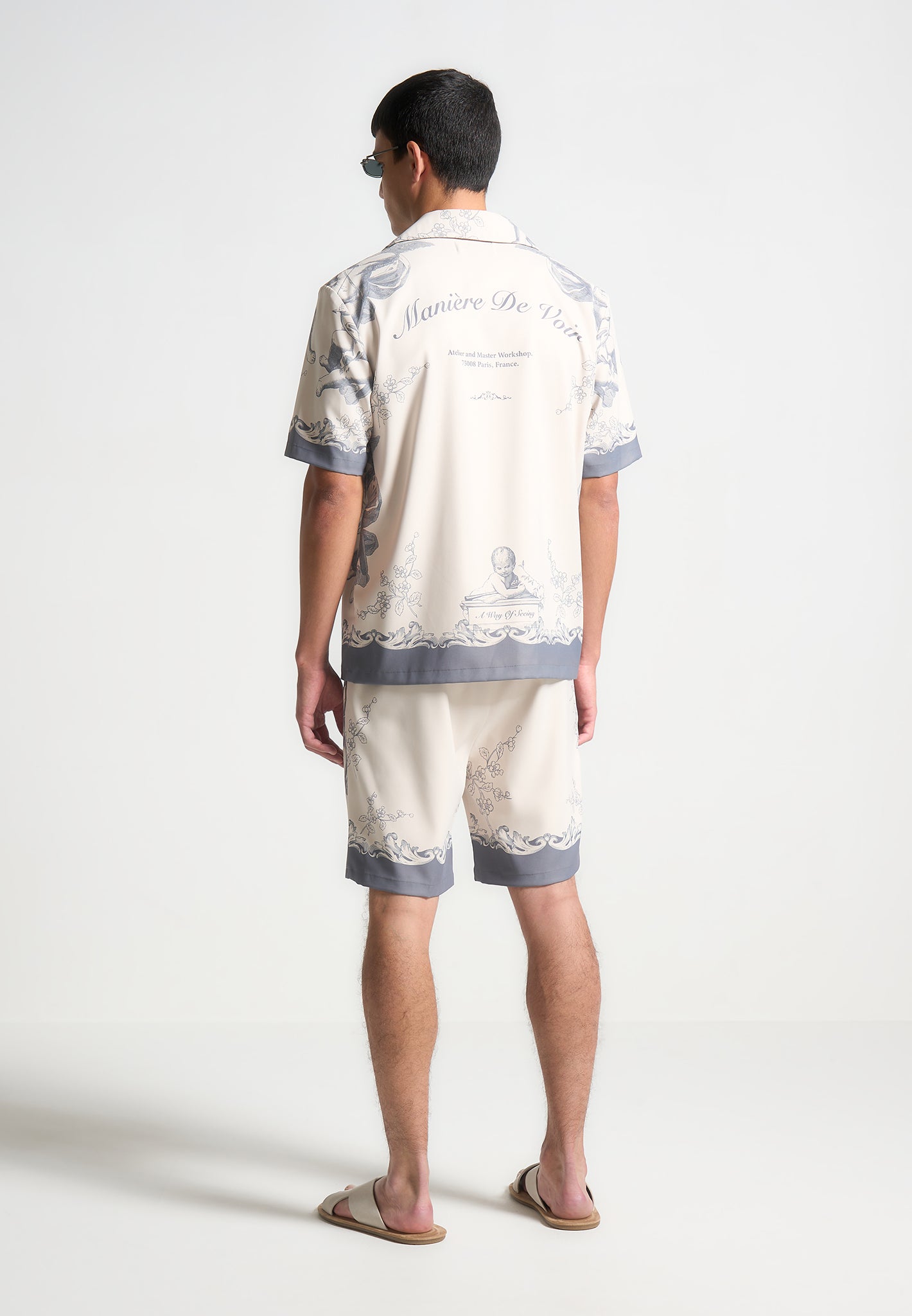 Signature Baroque Resort Hemd - Creme/Grau