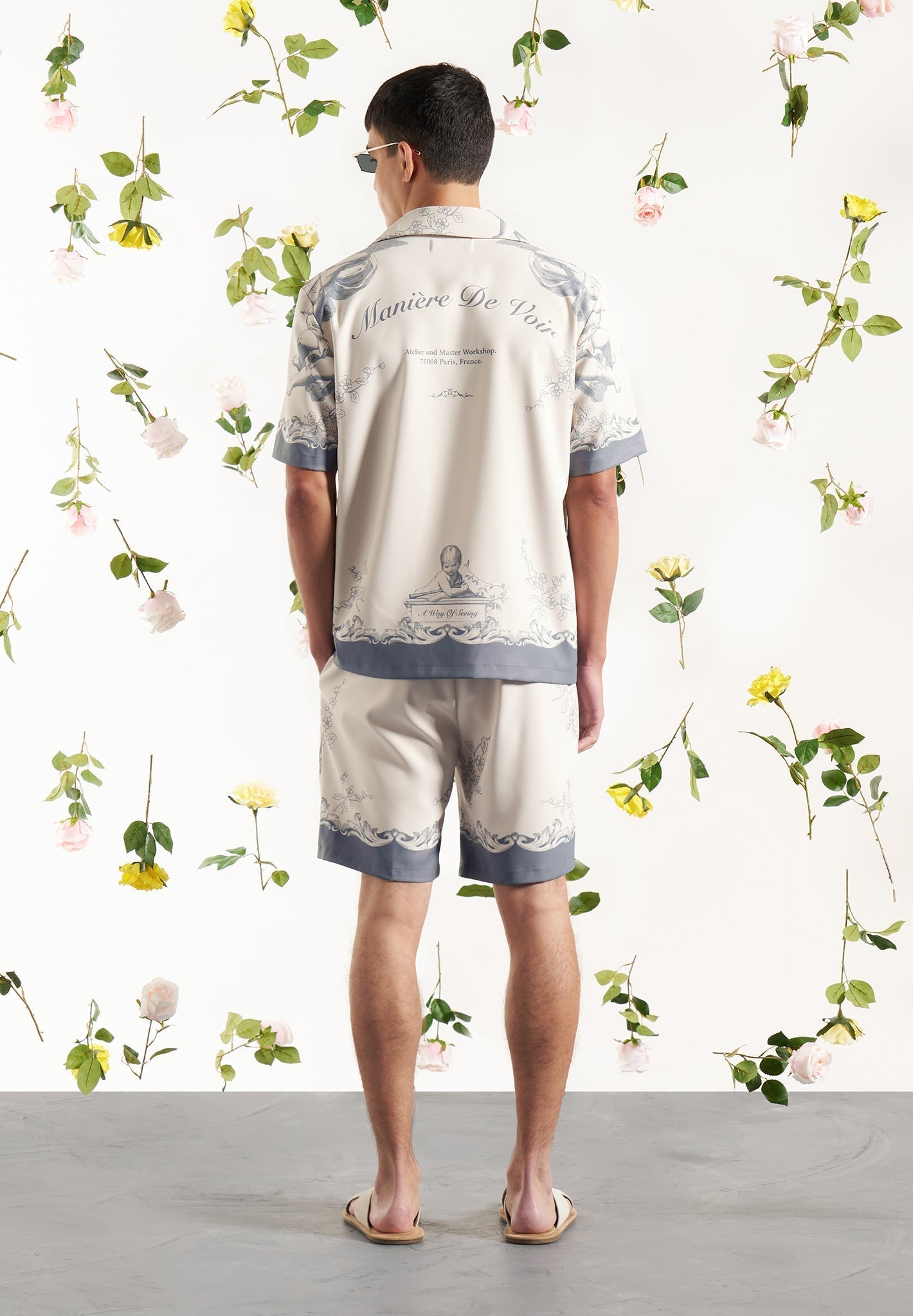 Signature Baroque Resort Hemd - Creme/Grau
