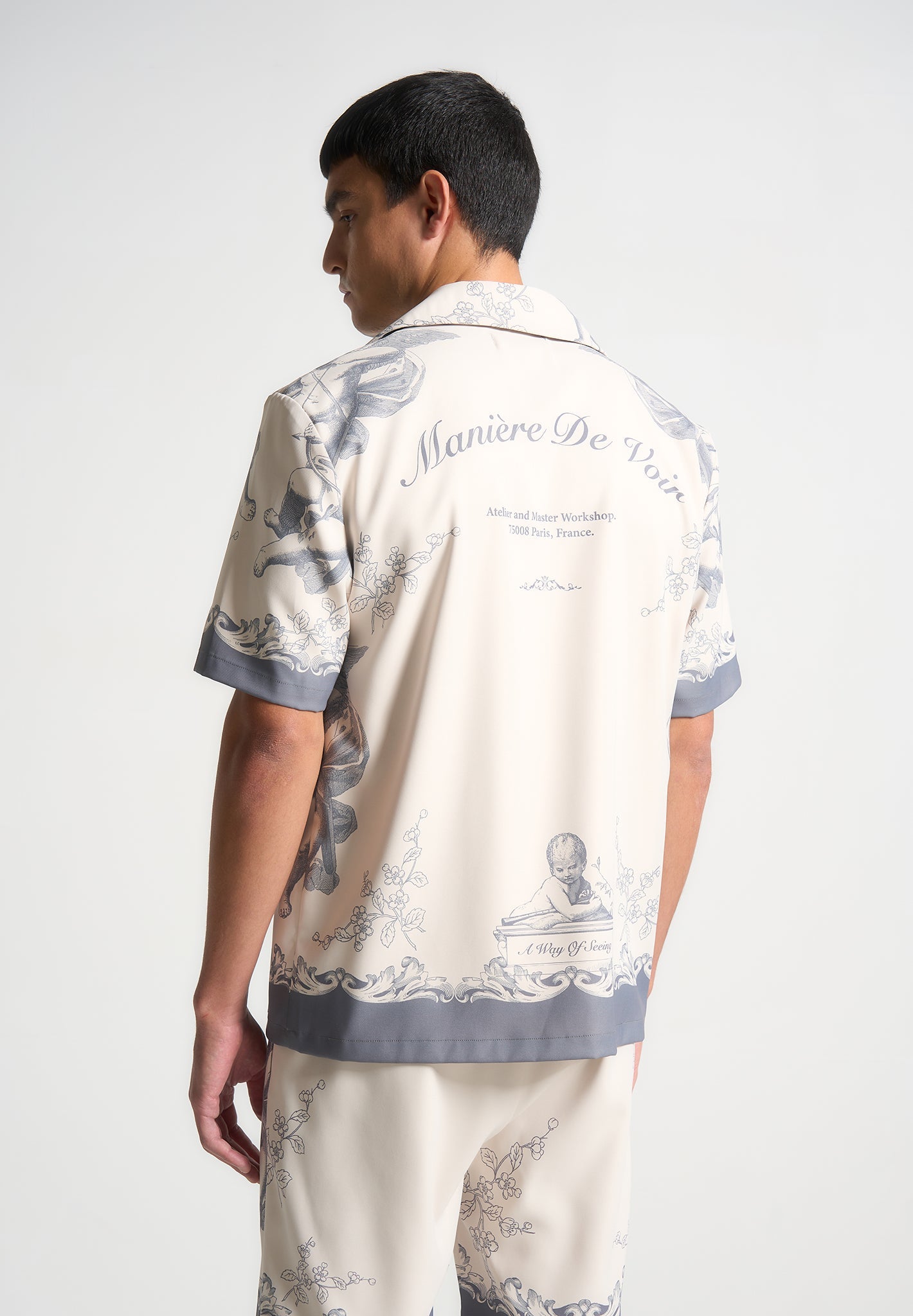 Signature Baroque Resort Hemd - Creme/Grau
