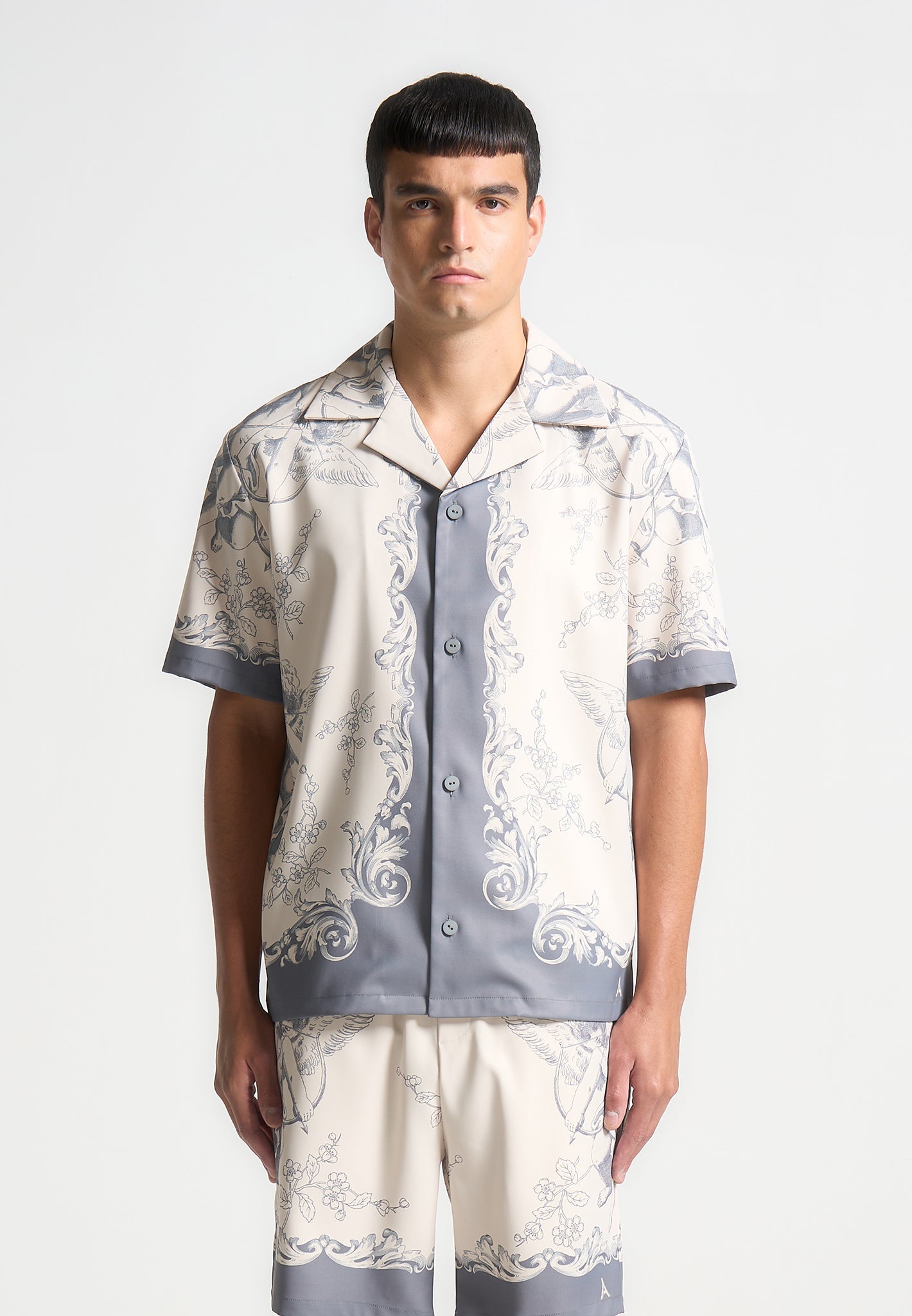 Signature Baroque Resort Hemd - Creme/Grau