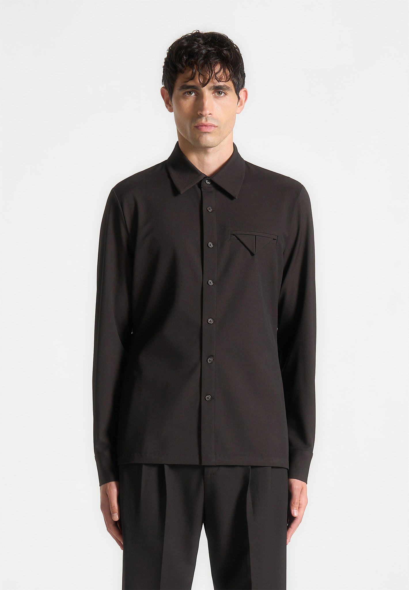 Slim Fit Tailored Stretch-Hemd - Braun