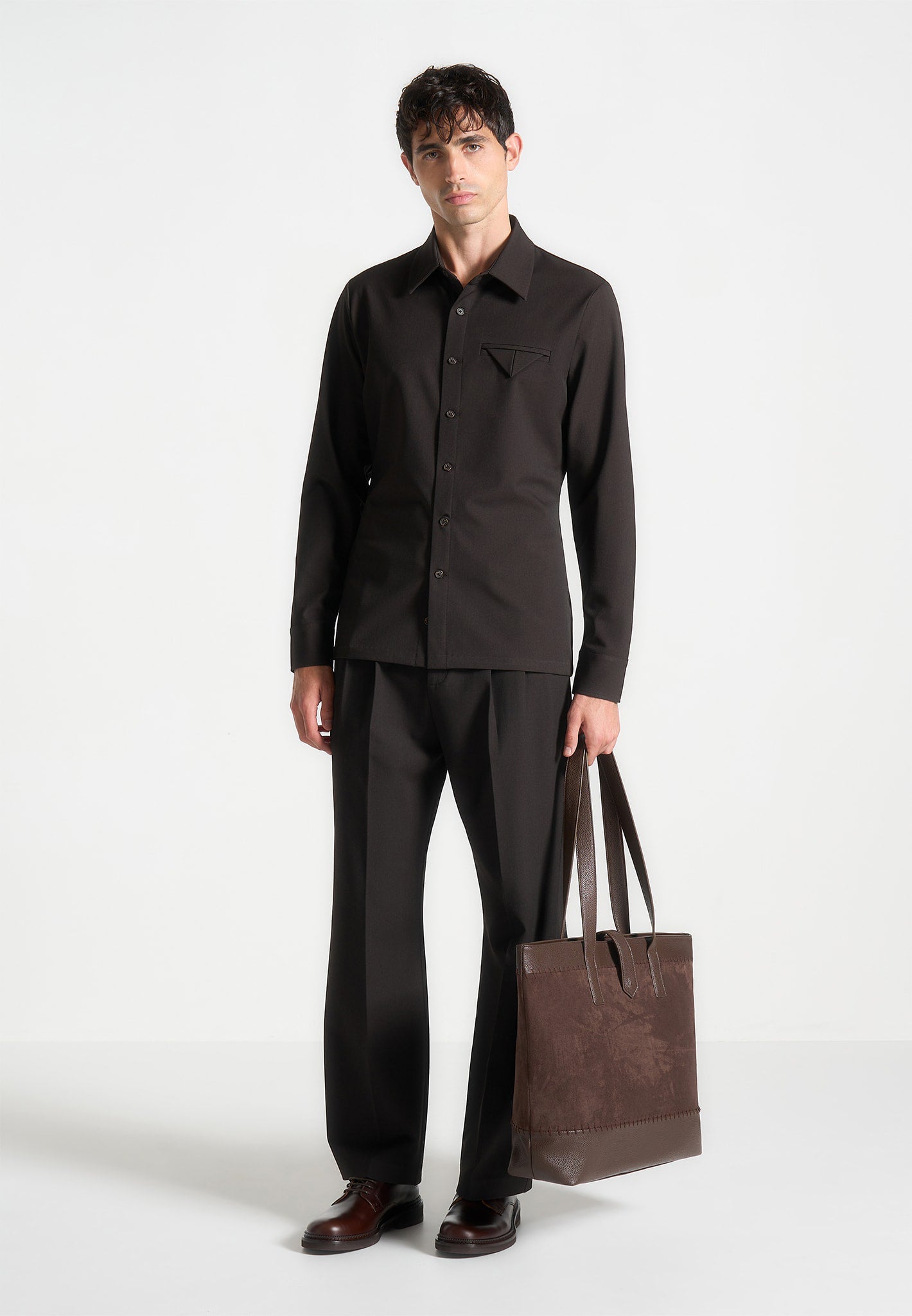 Slim Fit Tailored Stretch-Hemd - Braun