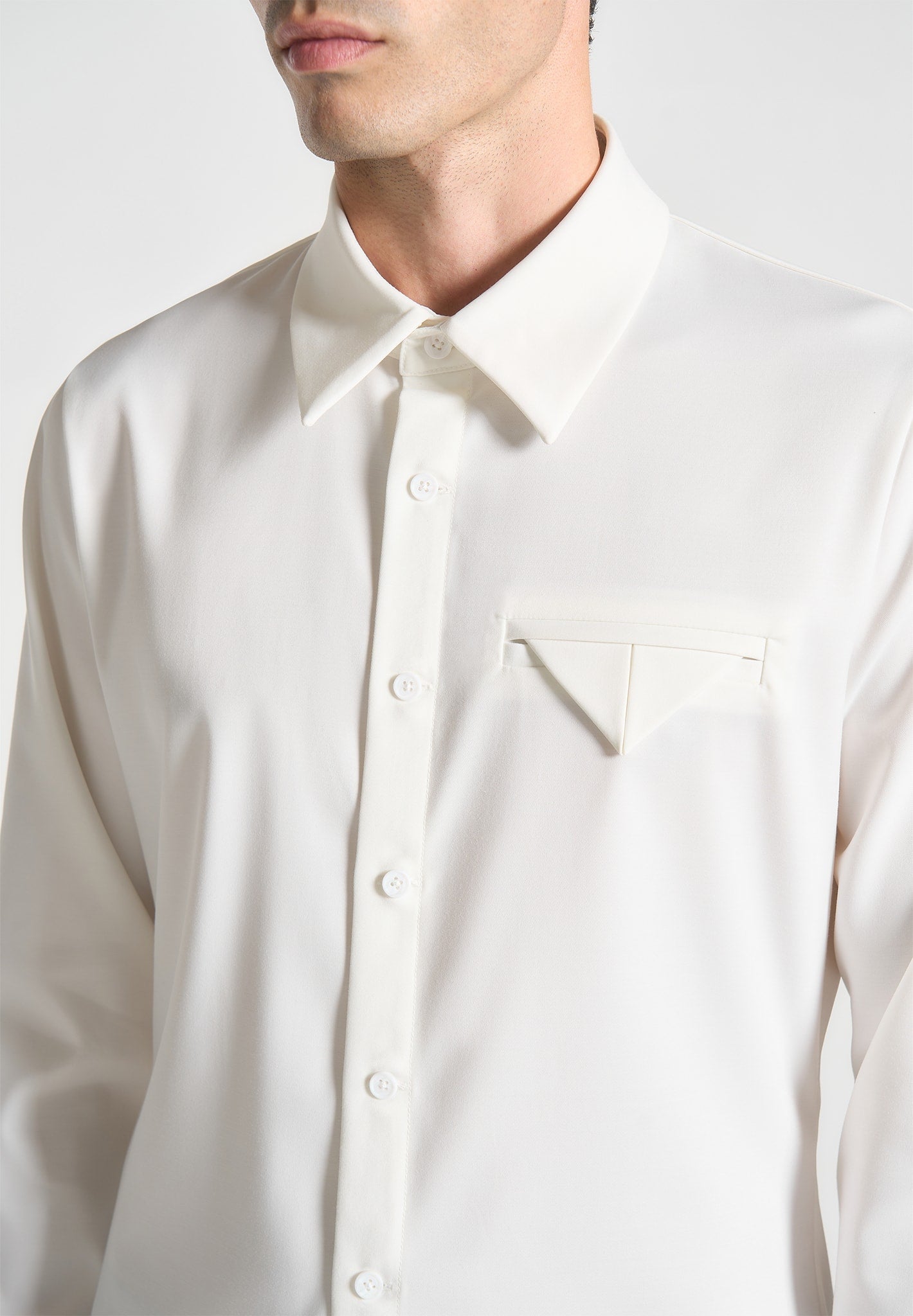 Slim Fit Tailored Stretch-Hemd - Weiß