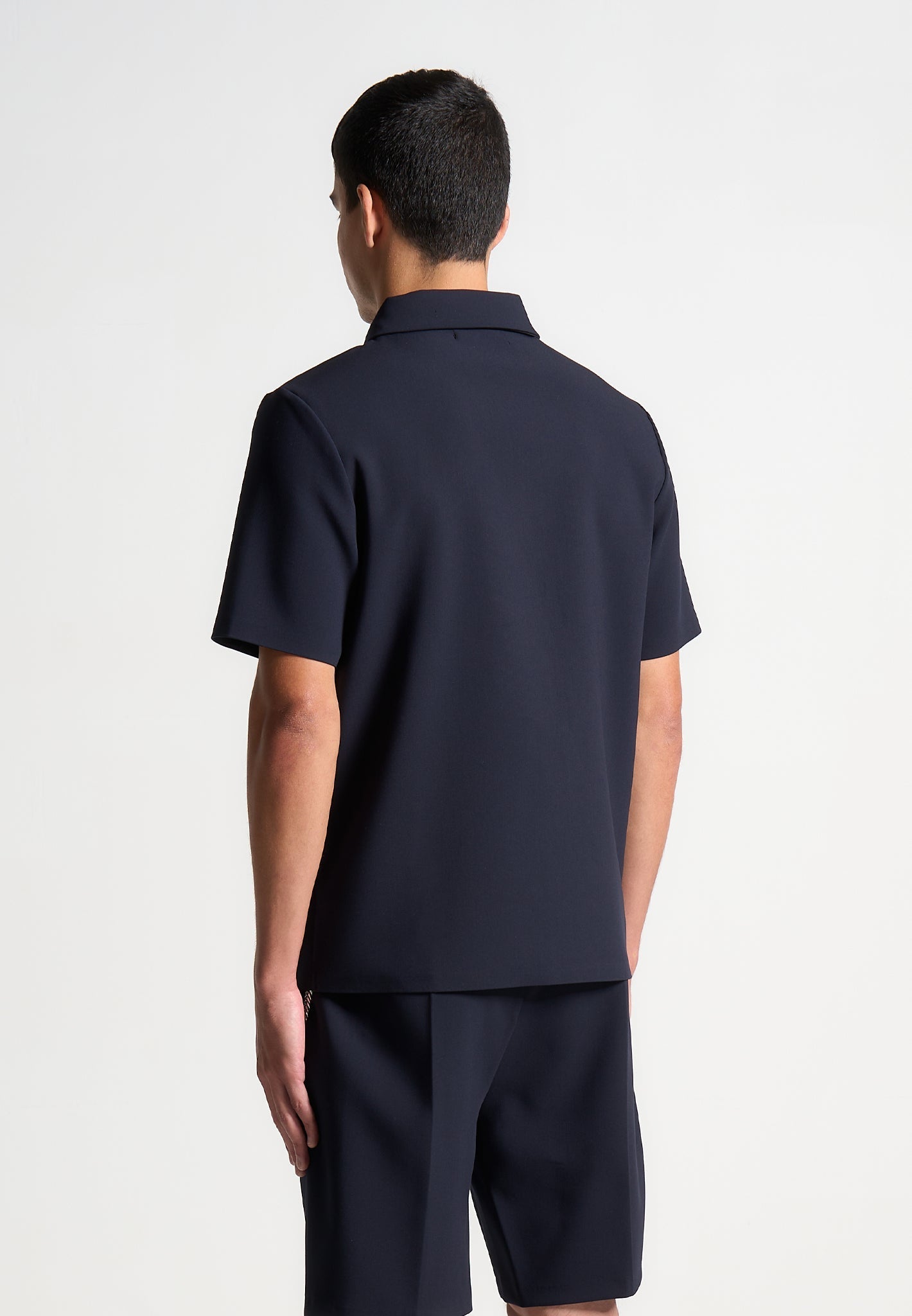 Tailored-Hemd mit Bügelfalte - Marineblau