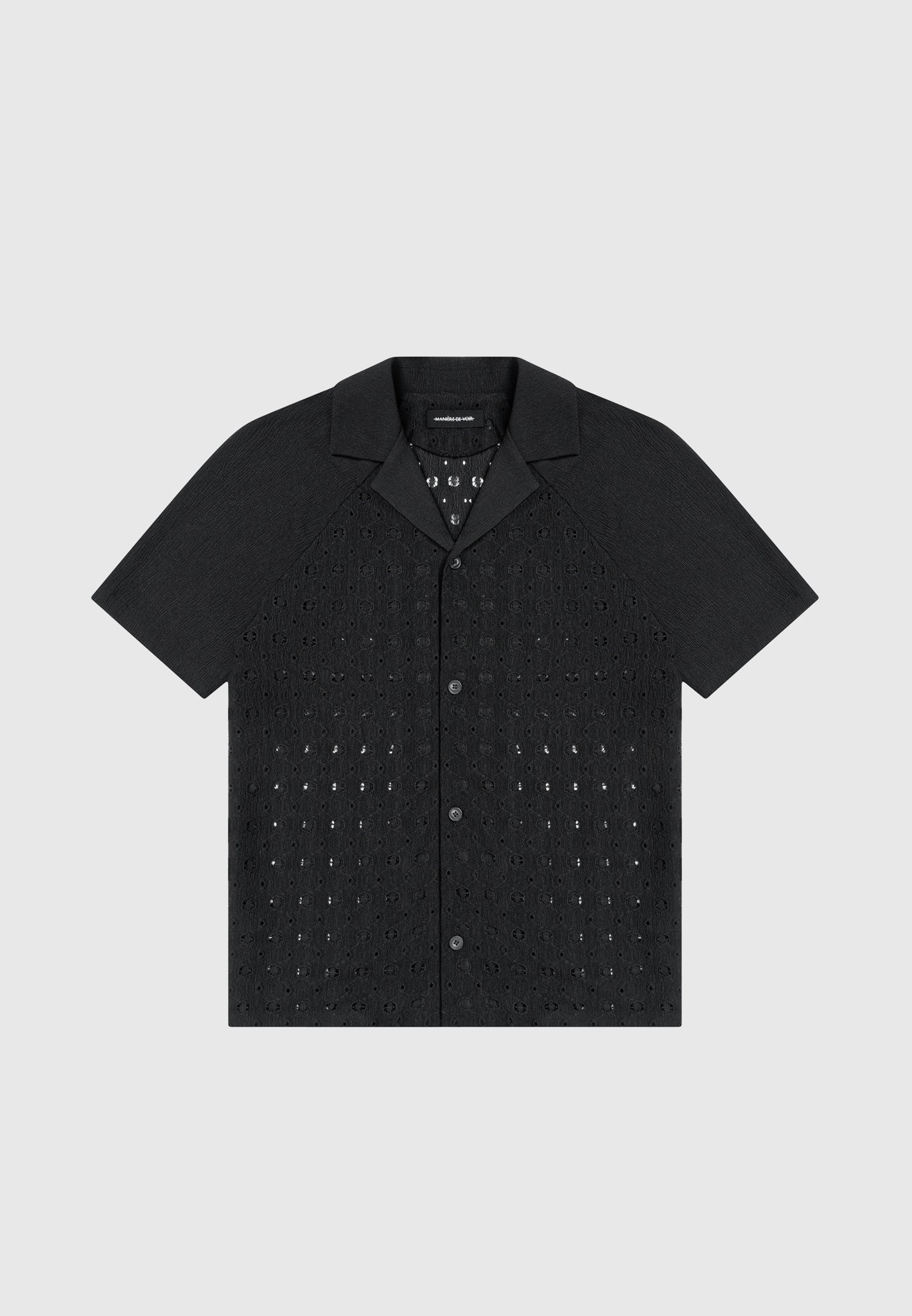 Strukturiertes Raglan-Shirt - Schwarz