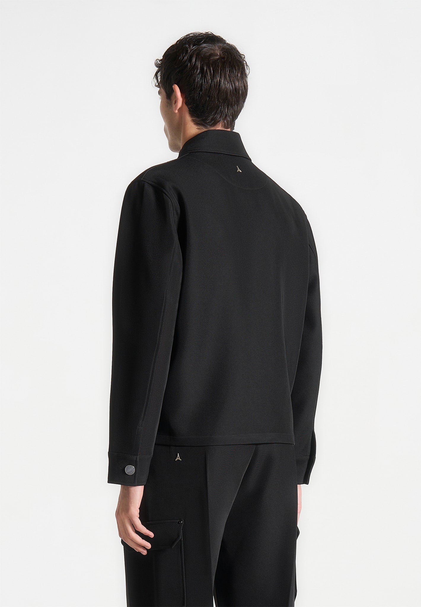 Kurzes Twill-Hemd mit Tasche - Schwarz