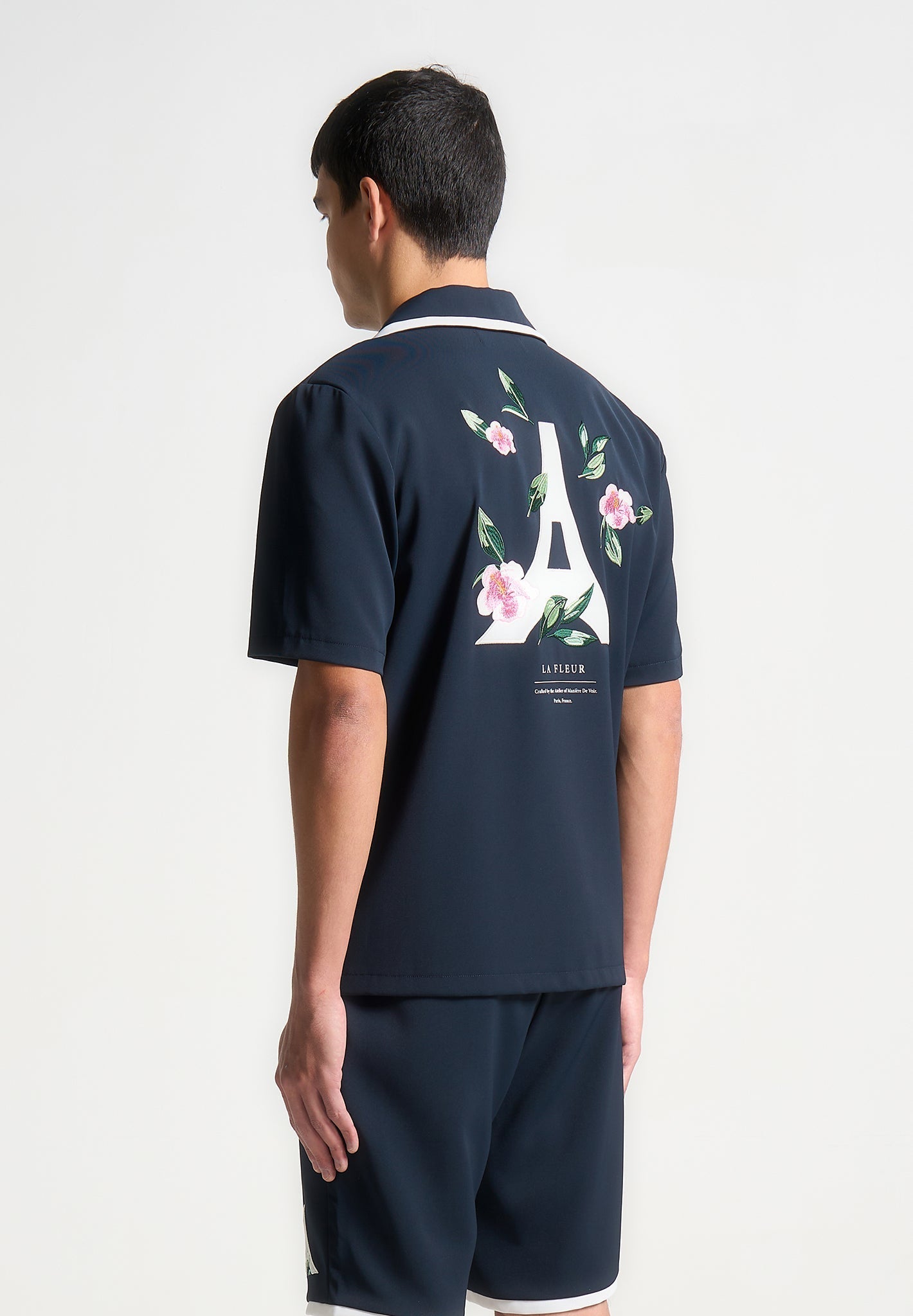 Bowlinghemd Velvet Eiffel – Marineblau/Weiß