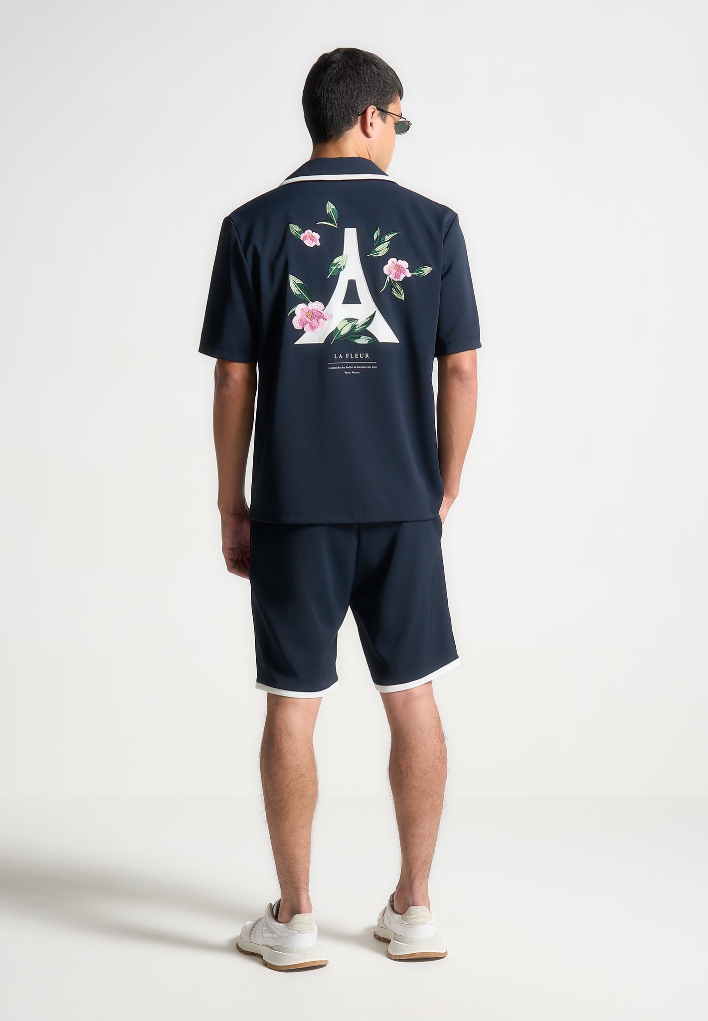 Bowlinghemd Velvet Eiffel – Marineblau/Weiß